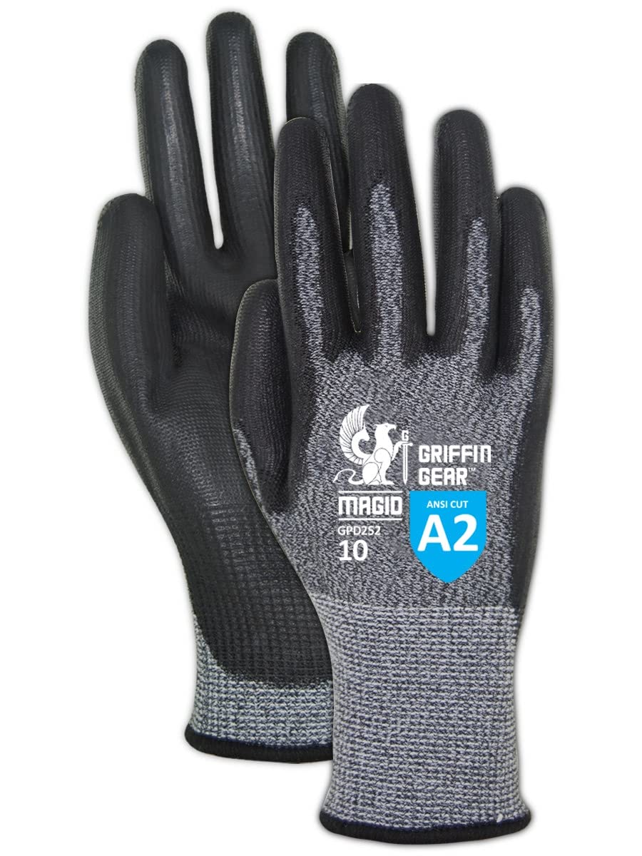 **MAGID Griffin Gear ANSI A2 Polyurethane Coated Work Gloves - 108 Pairs, Size 7/Small (GPD252) - Durable & Grip-Enhanced for Construction, Warehouse & DIY Projects**