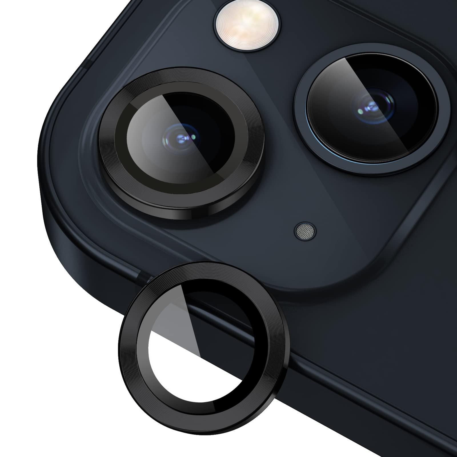 Xfilm 9H Hardness Tempered Glass Camera Lens Protector for iPhone 14 & iPhone 14 Plus - Anti-Scratch, Strong Adsorption, Case Friendly with Metal Ring Cover (Black) - Perfect for Outdoor Photography, Travel & Daily Protection