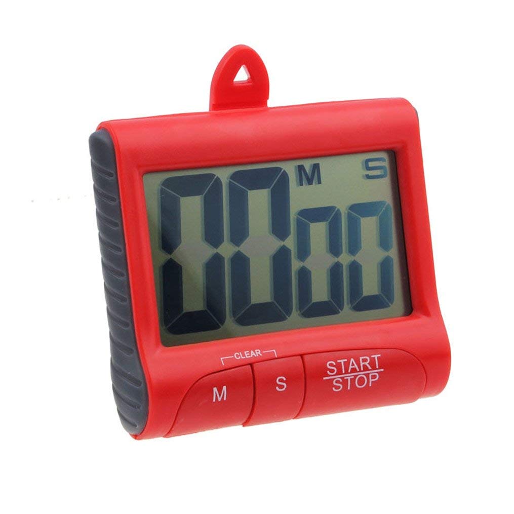 PULABO Large Digital Kitchen Timer with Magnetic Back - Countdown Alarm Clock, Loud Beeping Sound, Durable & Practical for Cooking, Baking, Studying, and Workouts (Red)