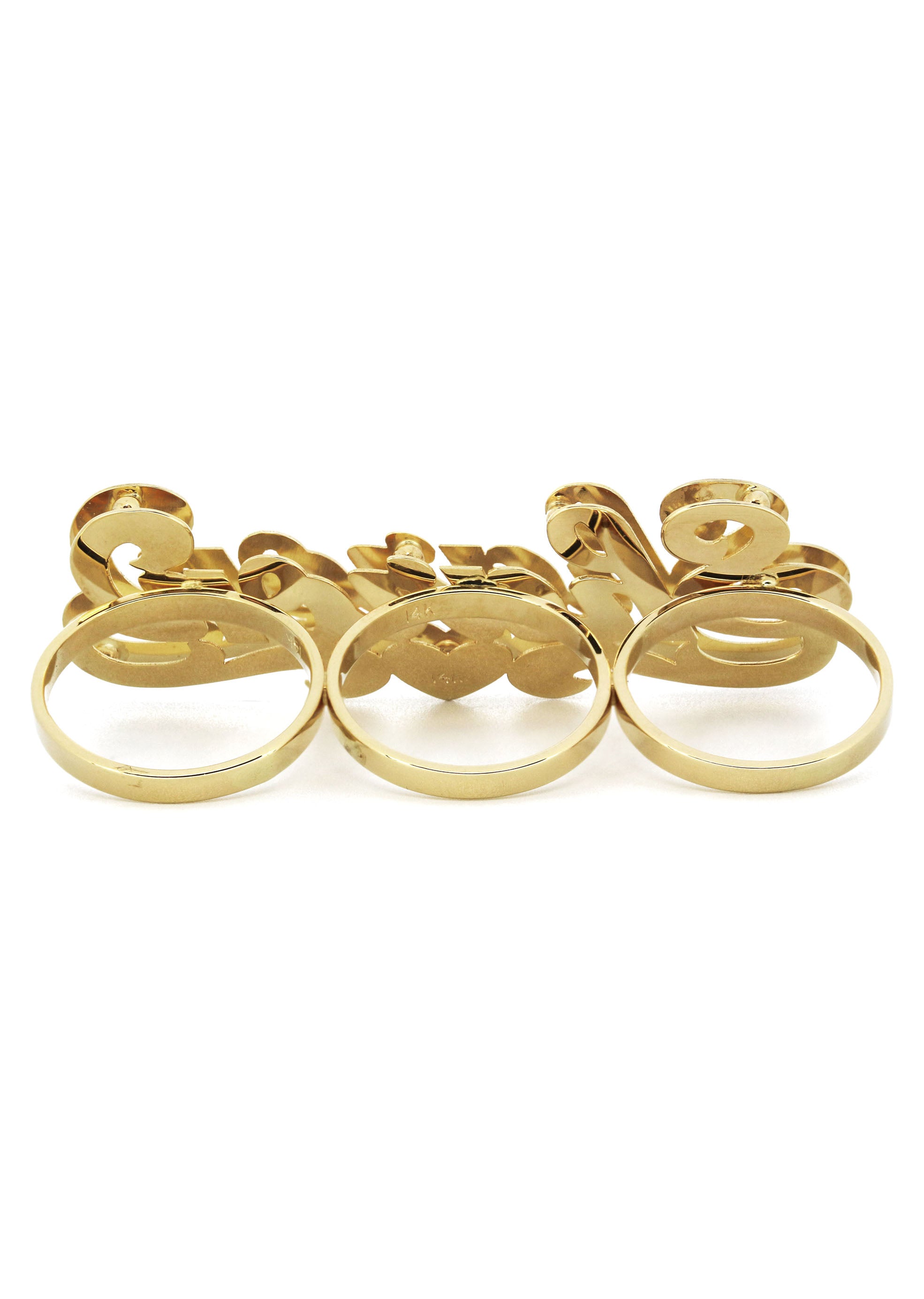 14K Gold Three Finger Name Ring for Women & Men - 10.8 Grams Custom Engraved Jewelry - Perfect for Anniversary Gifts, Wedding Bands & Personalized Fashion Accessories