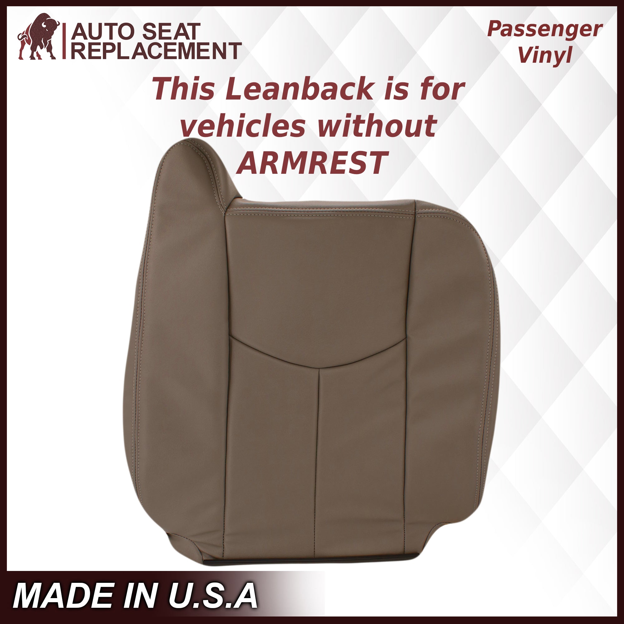 2003-2007 Chevy Silverado Avalanche GMC Sierra Work Truck Seat Cover - 40/20/40 Split Bench Tan Leather/Vinyl - Durable Truck Seat Protector for Drivers & Work Vehicles | Perfect for Construction, Farming & Daily Commuting