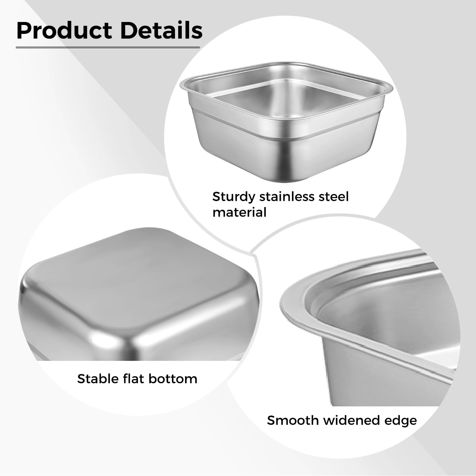 Yeesport Stainless Steel Dish Tub - Large Square Kitchen Sink Basin for Washing Vegetables, Dishes & Multi-Purpose Use | Durable & Rustproof Home Cleaning Container for Kitchen, Camping & Outdoor Activities