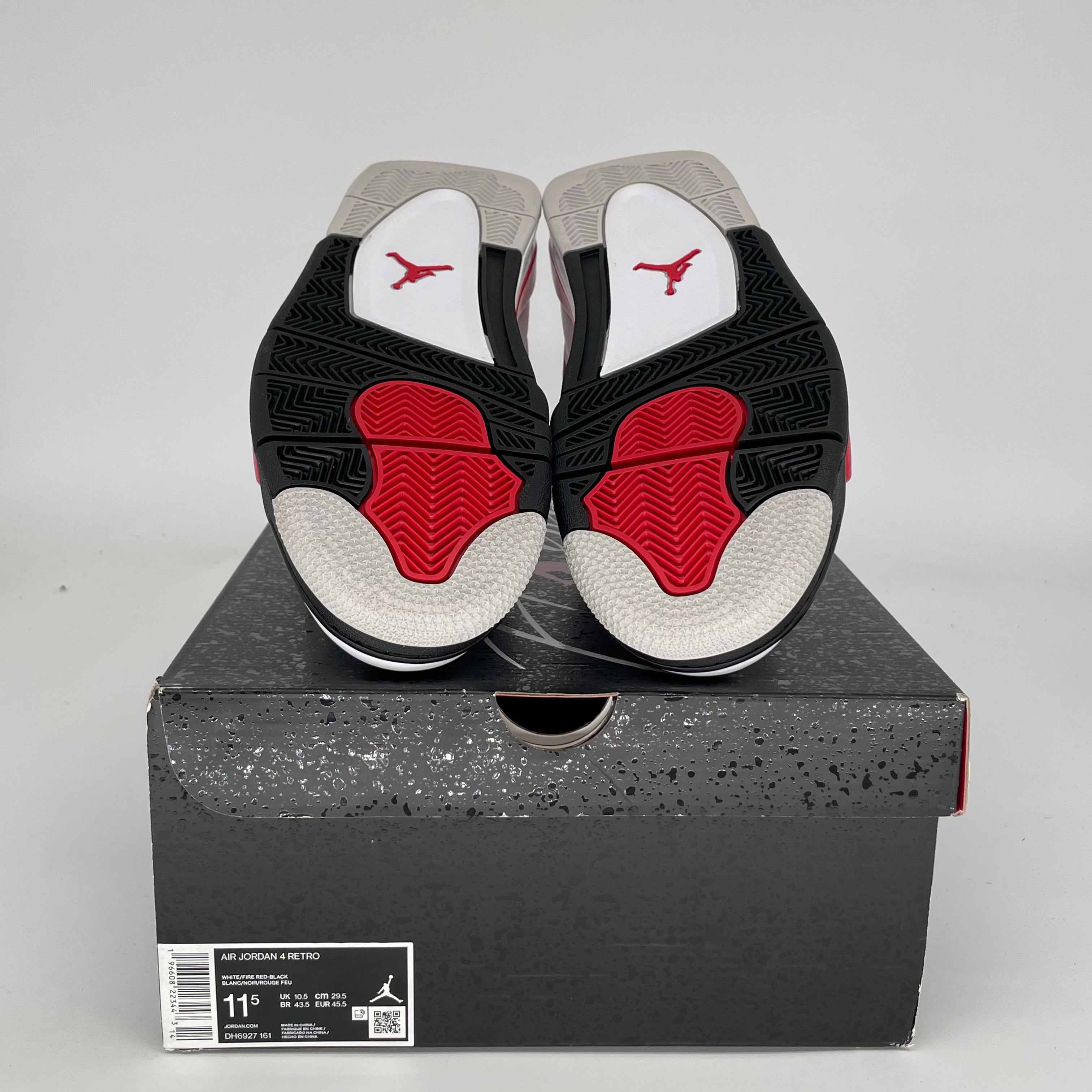 AIR JORDAN 4 Retro Red Cement Men's Basketball Shoes Size 11.5 - Authentic DH6927-161 Sneakers for Casual Wear & Street Style