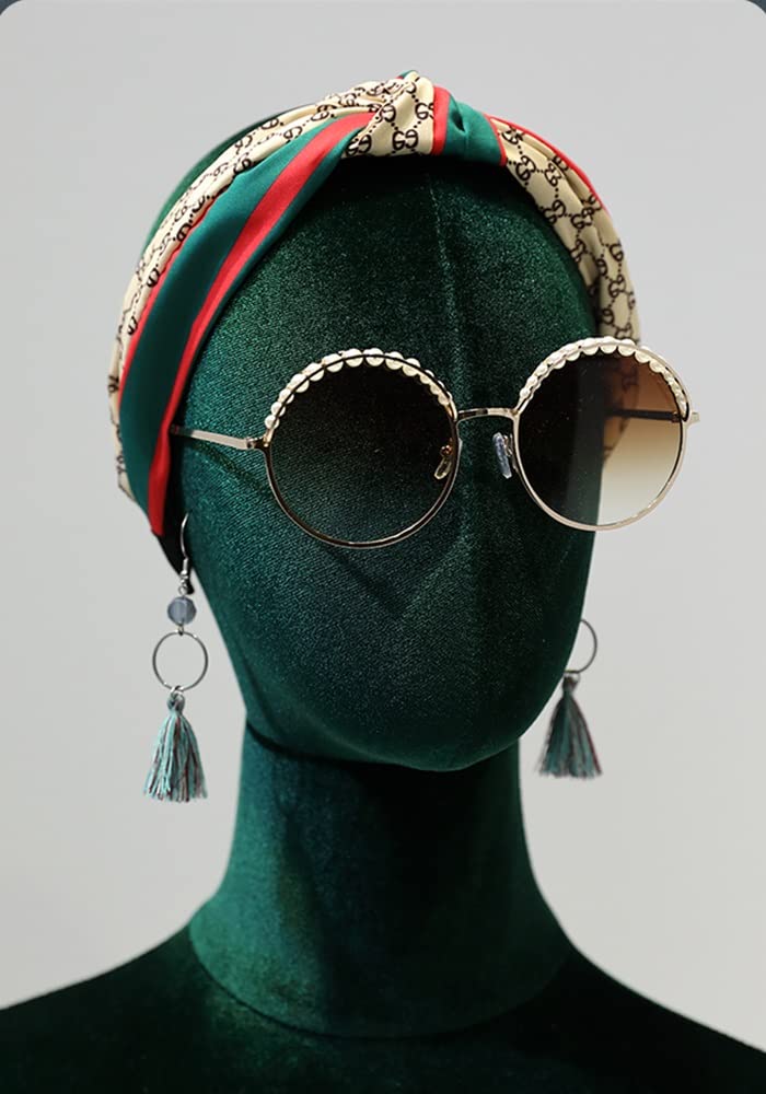 Adjustable Height Green Velvet Female Mannequin Dress Form with Metal Tripod Base & Solid Wood Arms - Half-Length Sewing Model for Clothing Display (Gold, Small Size) | Perfect for Tailors, Fashion Designers & Boutique Visual Merchandising