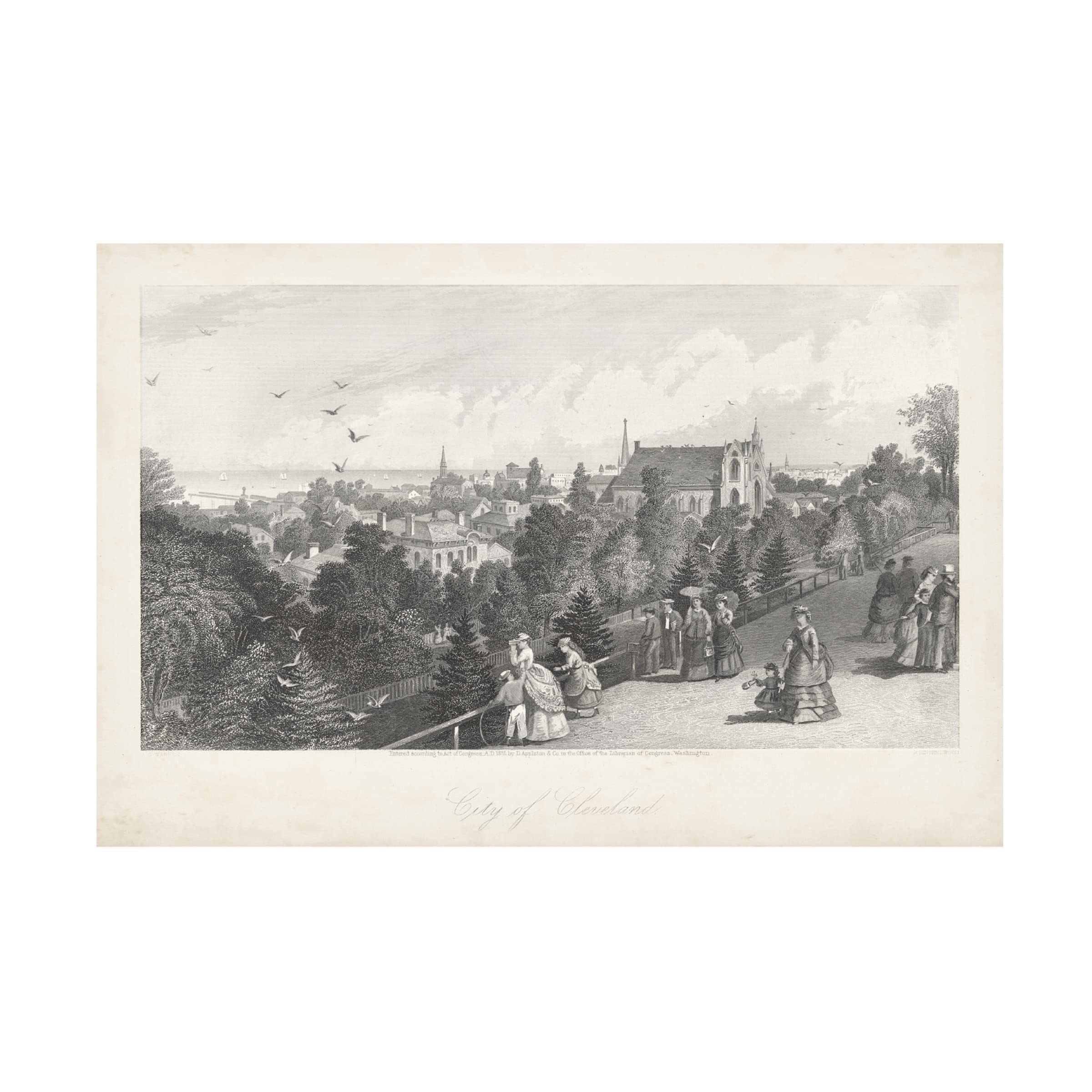 Trademark Fine Art 'City of Cleveland' Canvas Wall Art by William Cullen Bryant - Perfect for Home & Office Decor, Living Room, Bedroom, or Gift