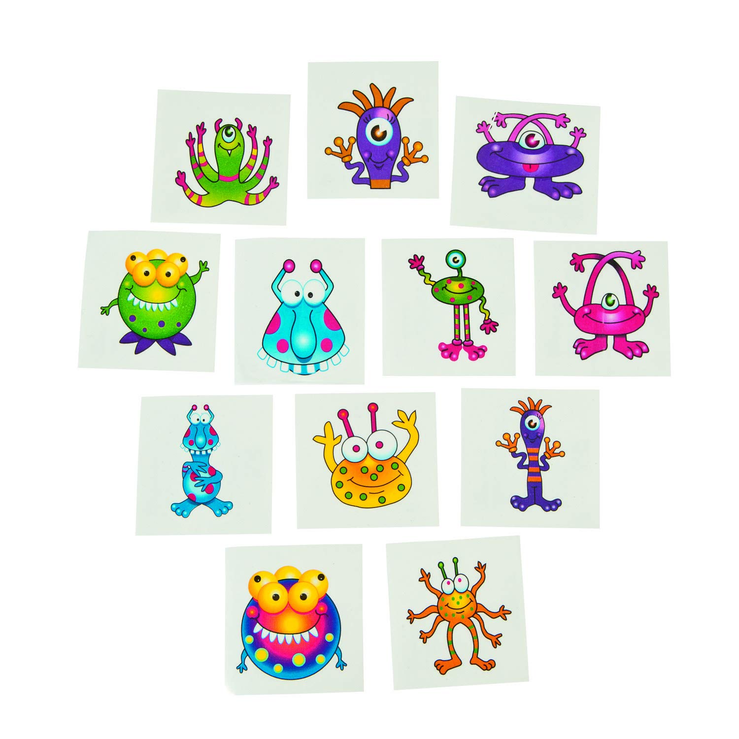 Fun Express Monster Temporary Tattoos for Kids - Scary & Cool Fake Tattoos for Halloween, Costume Parties & Dress-Up Play - Safe & Easy to Apply