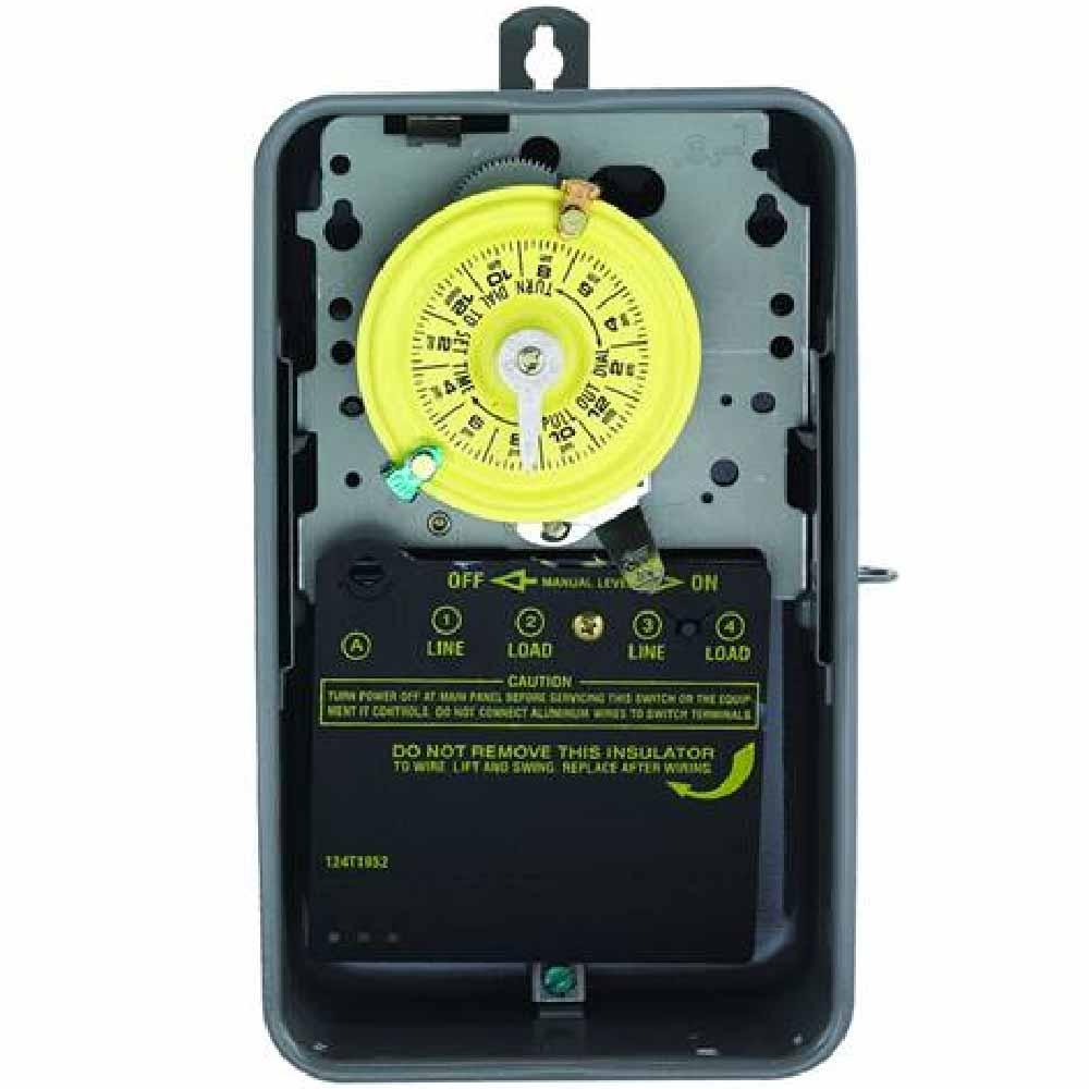 40 Amp 240 Volt 24-Hour Outdoor Mechanical Timer Switch SPST Gray - Heavy-Duty Electrical Timer for Sprinklers, Pools & Outdoor Lighting