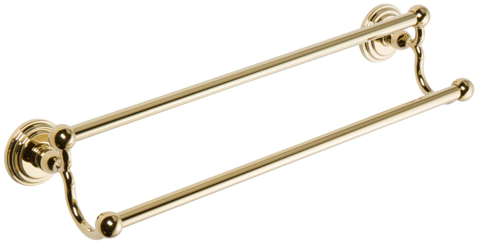 Polished Brass 18-Inch Double Towel Bar - Chelsea Style Bathroom Towel Rack for Modern & Luxury Home Decor - Perfect for Bathrooms, Spas & Guest Rooms