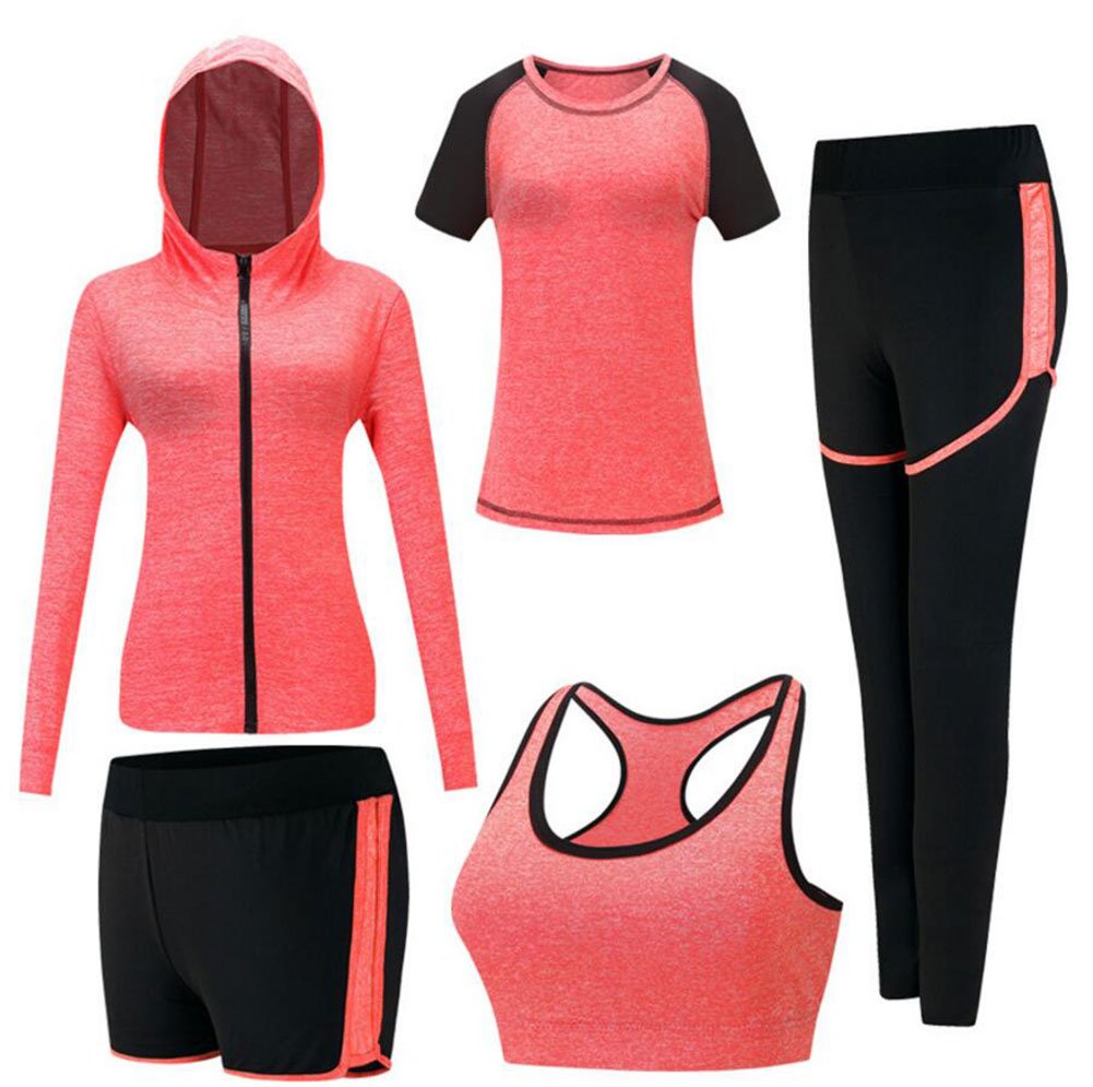 ZETIY Women's 5-Piece Sportswear Set - Breathable Yoga Running Tracksuit for Gym, Workout & Activewear | Perfect for Fitness, Jogging, and Casual Wear
