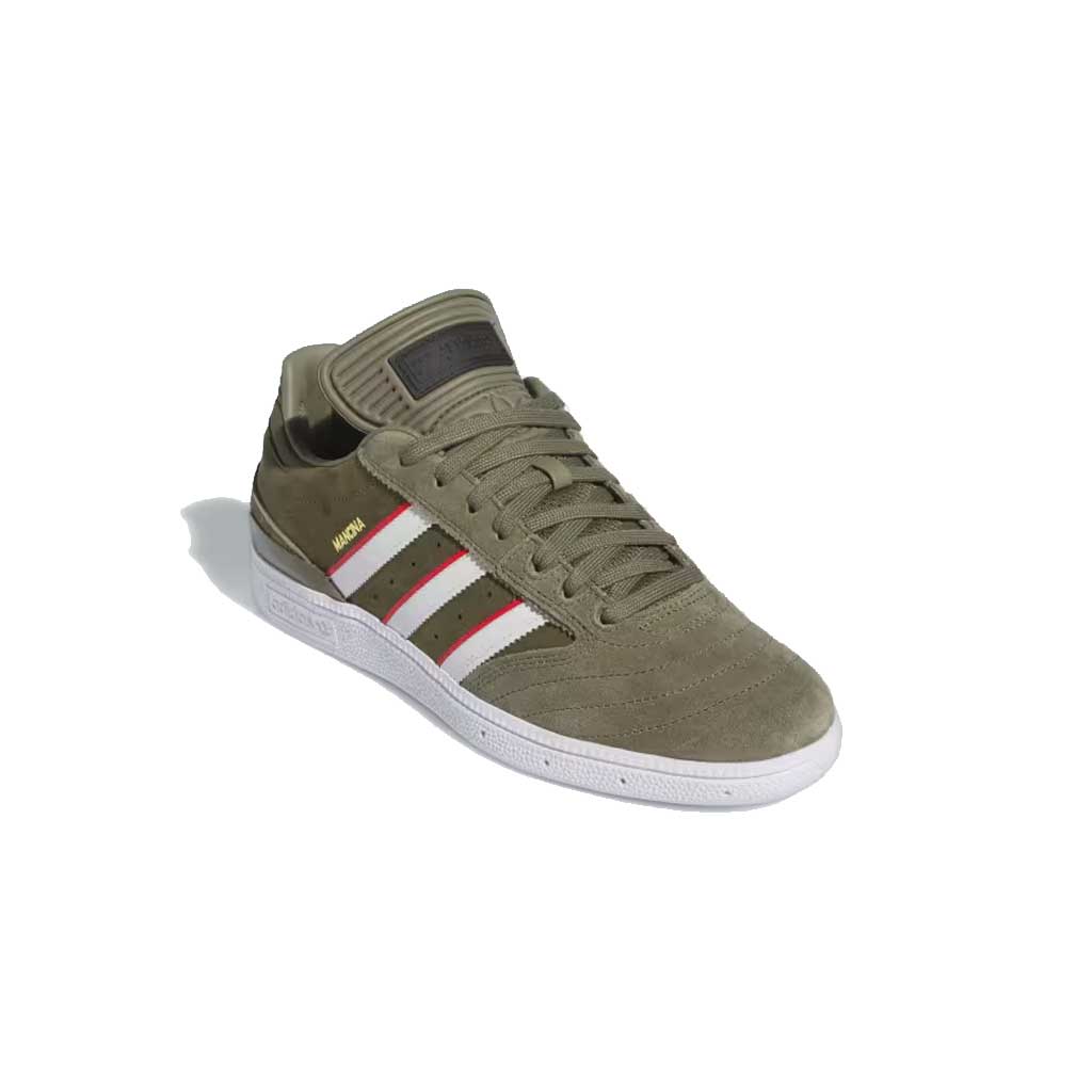 Adidas x Dan Mancina Busenitz Skateboarding Shoes - Olive Strata/Red/Cloud White | High-Performance Sneakers for Street Skating & Urban Fashion