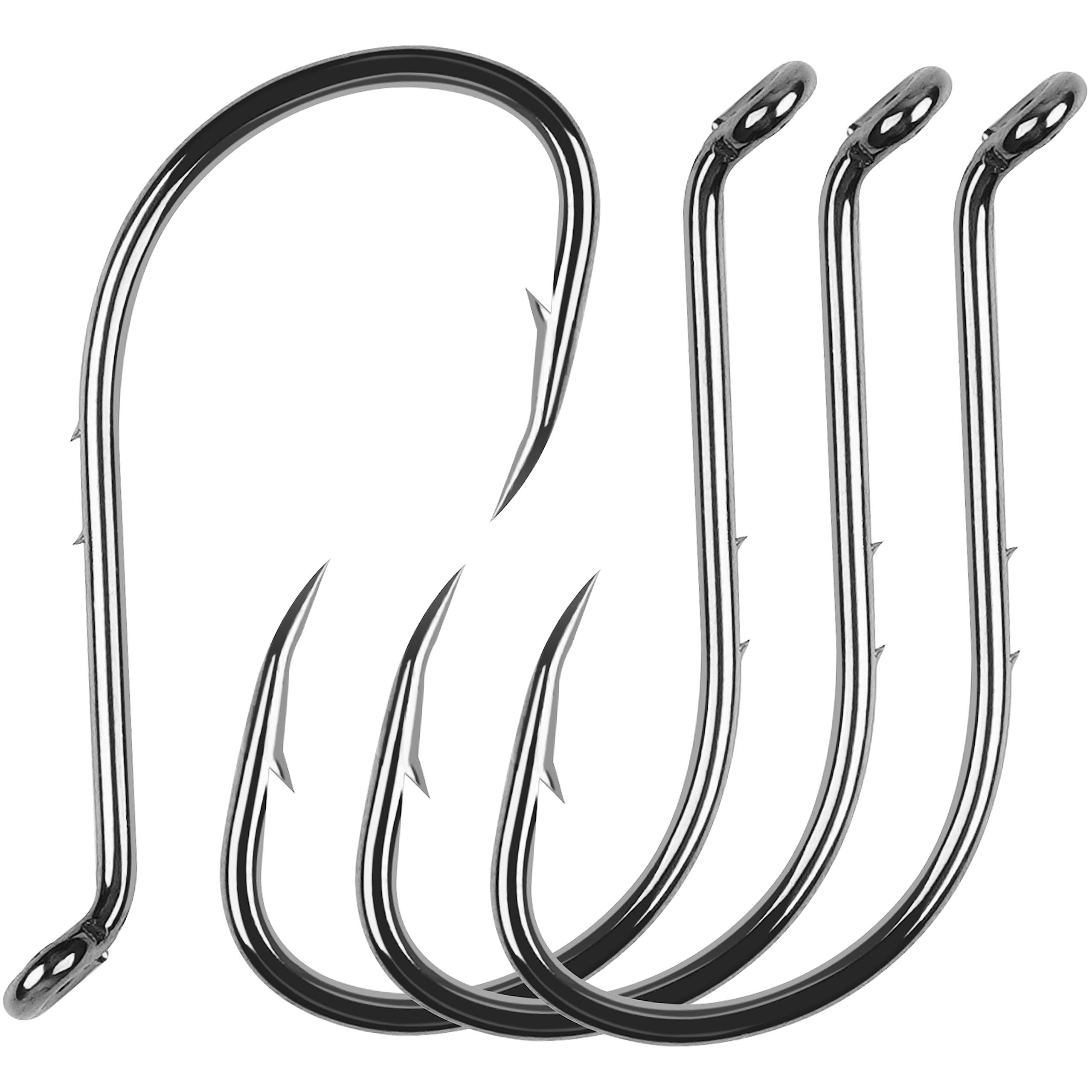 AGOOL Octopus Bait Holder Fishing Hooks - High Carbon Steel J Hooks, Circle Hooks, Barbed Beak Hooks - Extra Sharp for Saltwater & Freshwater Fishing - 1200pcs (Size 8#-6/0#) - Perfect for Surf Fishing, Pier Fishing, and Deep Sea Angling