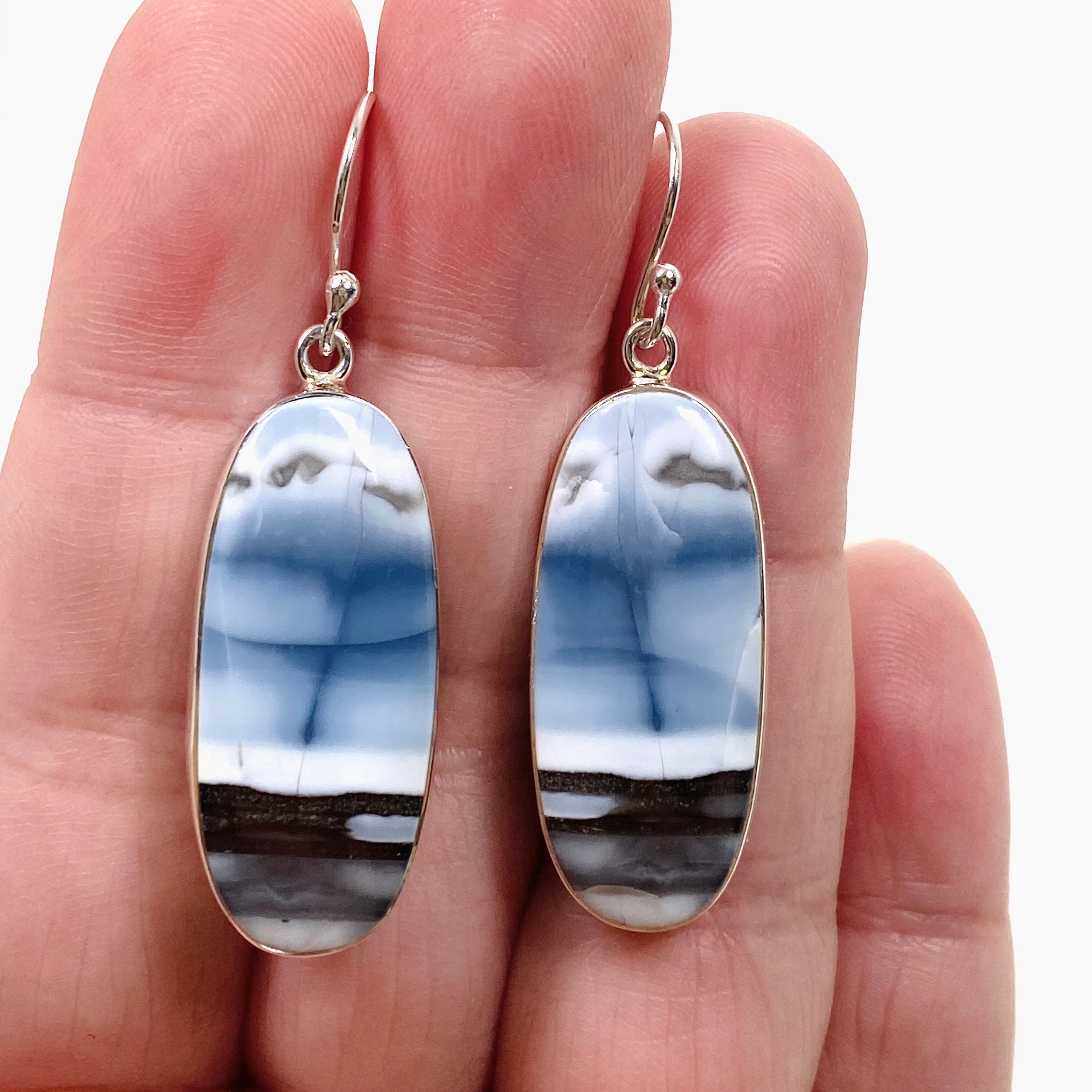 Blue Owhyee Opal Oval Cabochon Earrings KEGJ1535 - Handmade Gemstone Jewelry for Women, Gift for Her - Perfect for Weddings, Parties & Special Occasions