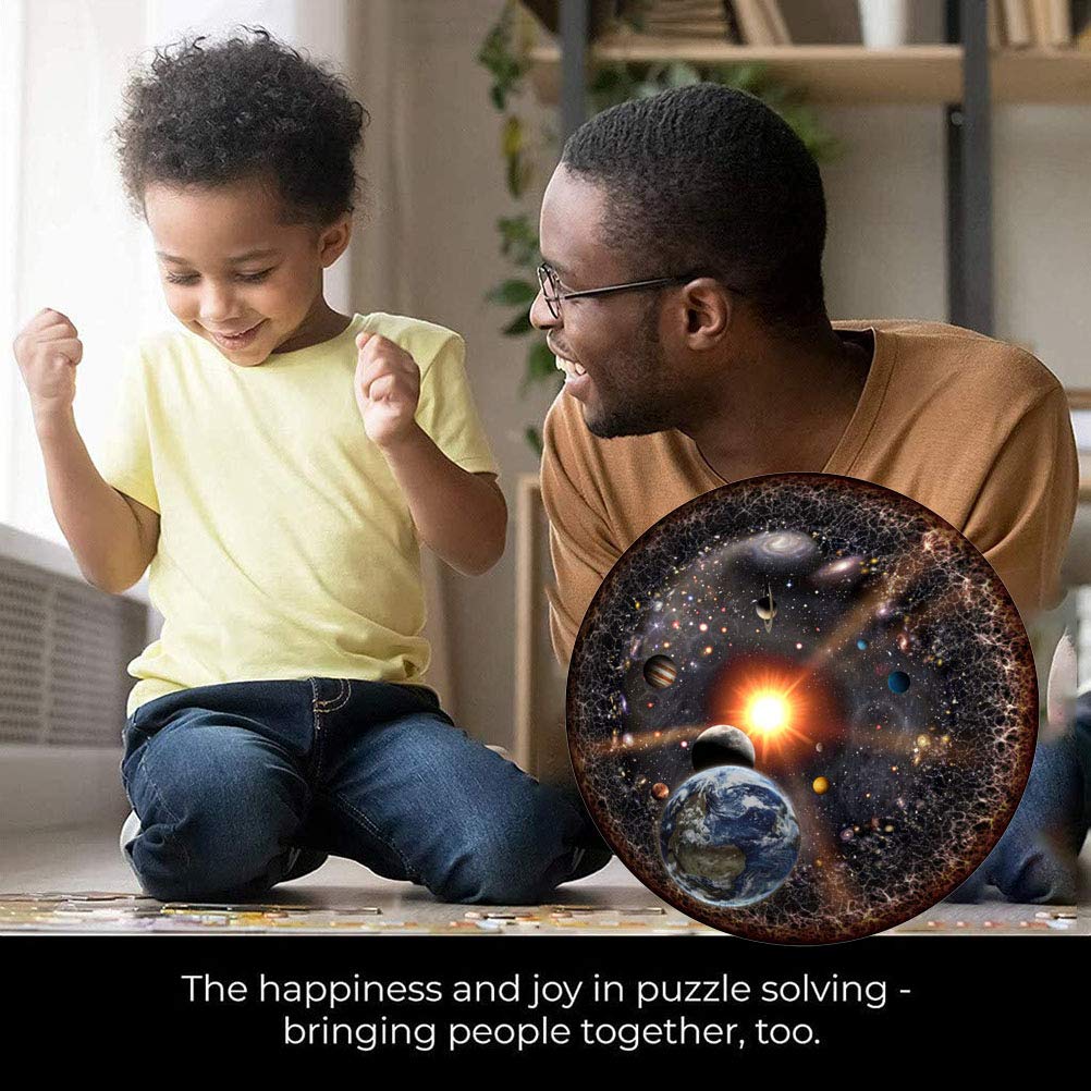 1000 Piece Round Jigsaw Puzzle - Solar System & Planets Educational Toy for Kids & Adults | 18x16x6 Inch Space-Themed Puzzle | Perfect for Family Game Night & STEM Learning
