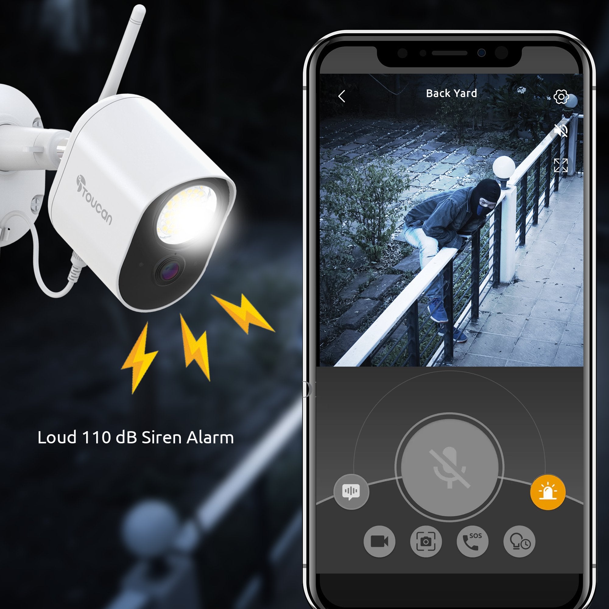Toucan Security Floodlight Camera 3 Pack - Outdoor Wireless Security System with Motion Detection & Night Vision - Perfect for Home, Garage, and Backyard Surveillance