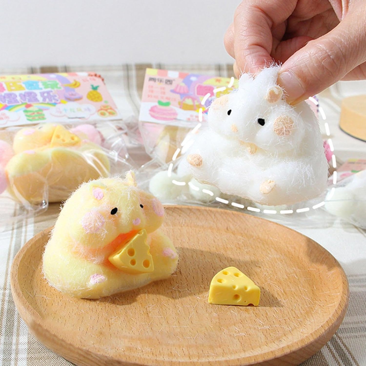 Stress Relief Cat Squishy Squeeze Toys - Soft Cat Paw Fidget Toys for Kids & Adults, Cute White Hamster Shape Sensory Toy for Anxiety Relief, Party Favors, Classroom Rewards - Perfect for Office Desk, Car Travel & Home Relaxation