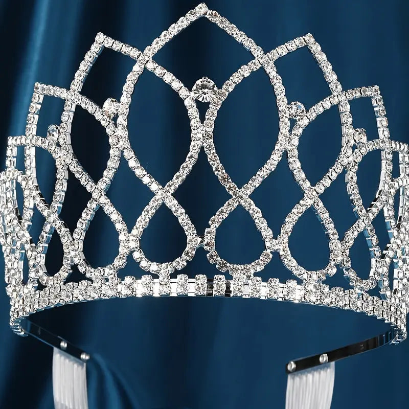 Glimmering Grace Rhinestone Tiara for Women - Elegant Crystal Crown for Queens, Princesses & Brides - Perfect for Weddings, Prom, Pageants & Special Occasions