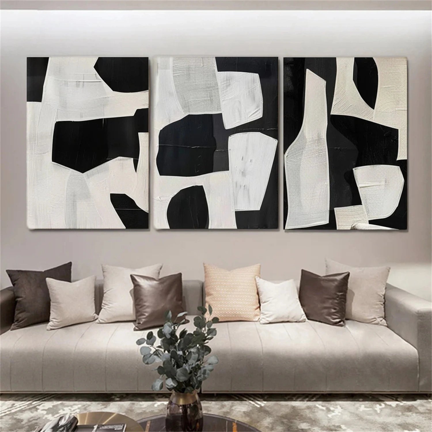 Abstract Tranquility Set of 3 Wall Art Paintings - Modern Minimalist Canvas Prints for Living Room, Bedroom & Office Decor - #WS211