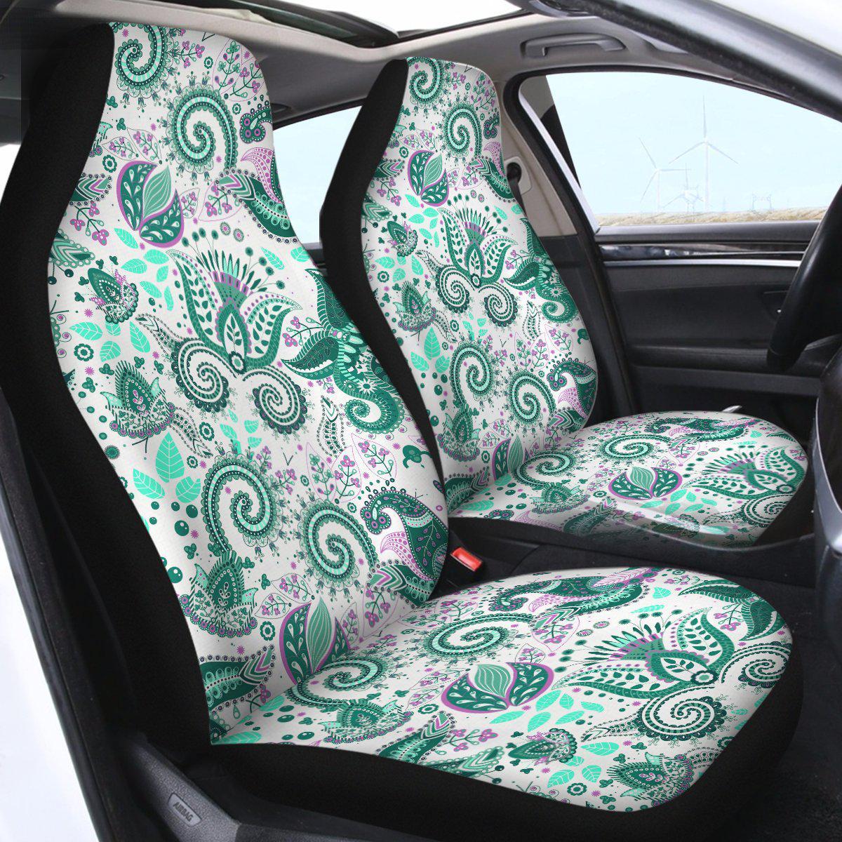 Premium Coastal Paisley Car Seat Cover - Waterproof & Non-Slip Protection for Cars, Trucks & SUVs - Perfect for Beach Trips, Road Travel & Daily Commute