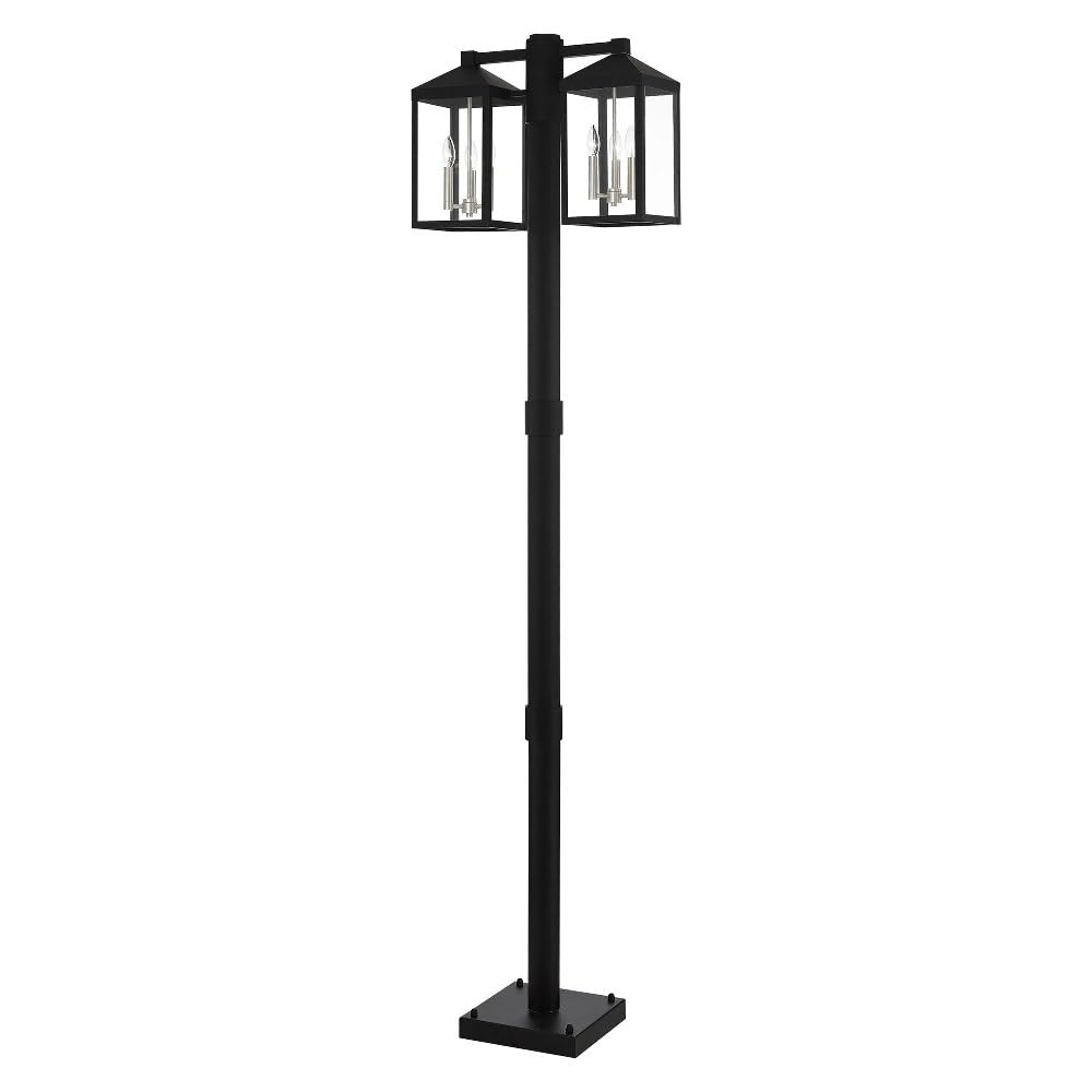 Livex Lighting 6-Light Black Outdoor Post Light - Durable Weatherproof Exterior Lighting for Patio, Garden, Pathway, and Porch