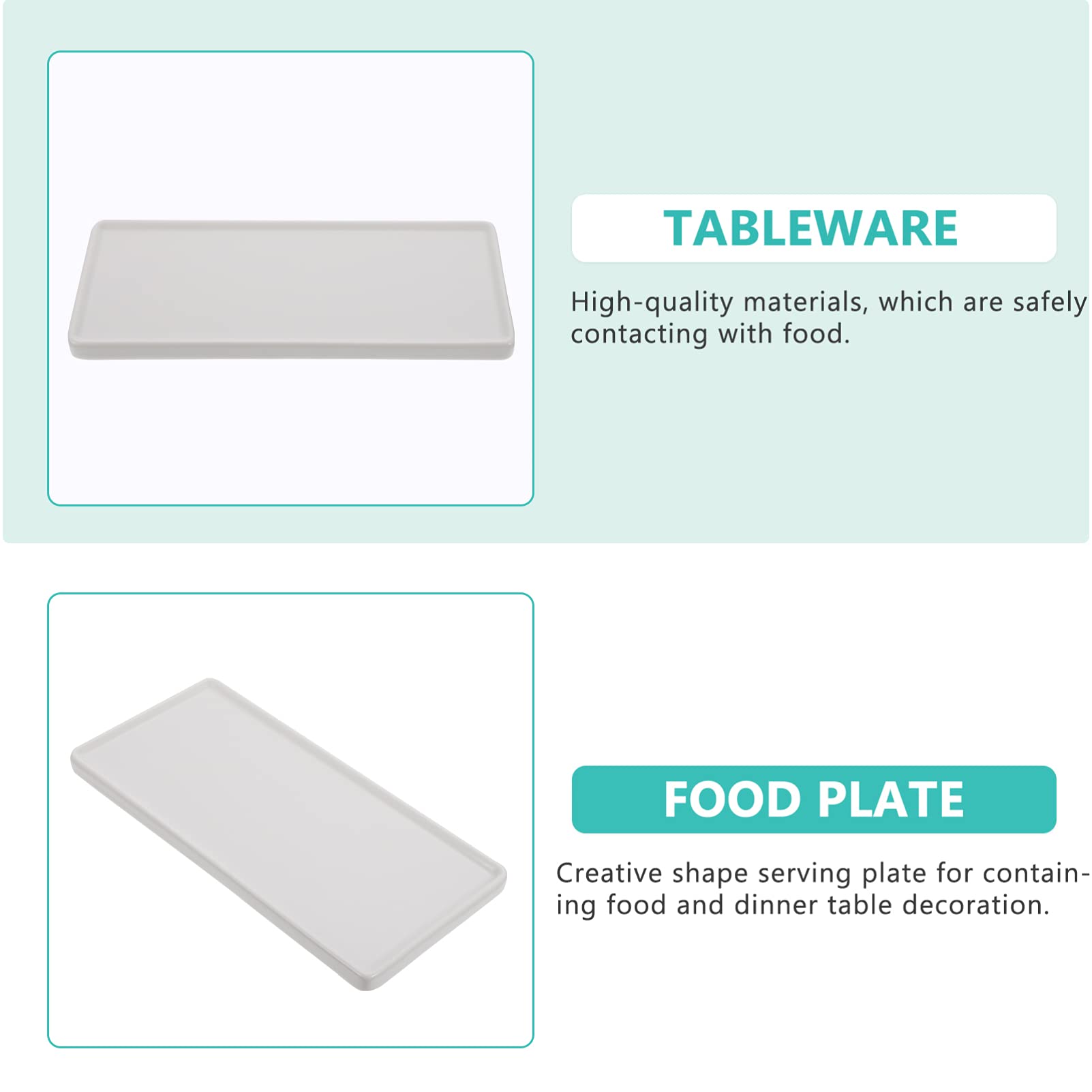 Japanese Ceramic Sushi Plates - White Rectangular Serving Trays for Appetizers & Desserts | Perfect for Sushi, Sashimi & Party Snacks