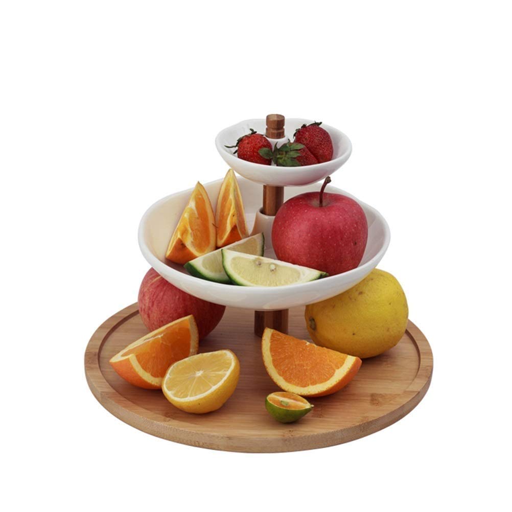 ZKS-KS Ceramic Fruit Basket - Modern Multi-Layer Snack Stand for Living Room | Stylish Home Decor for Fruits, Nuts & Party Appetizers