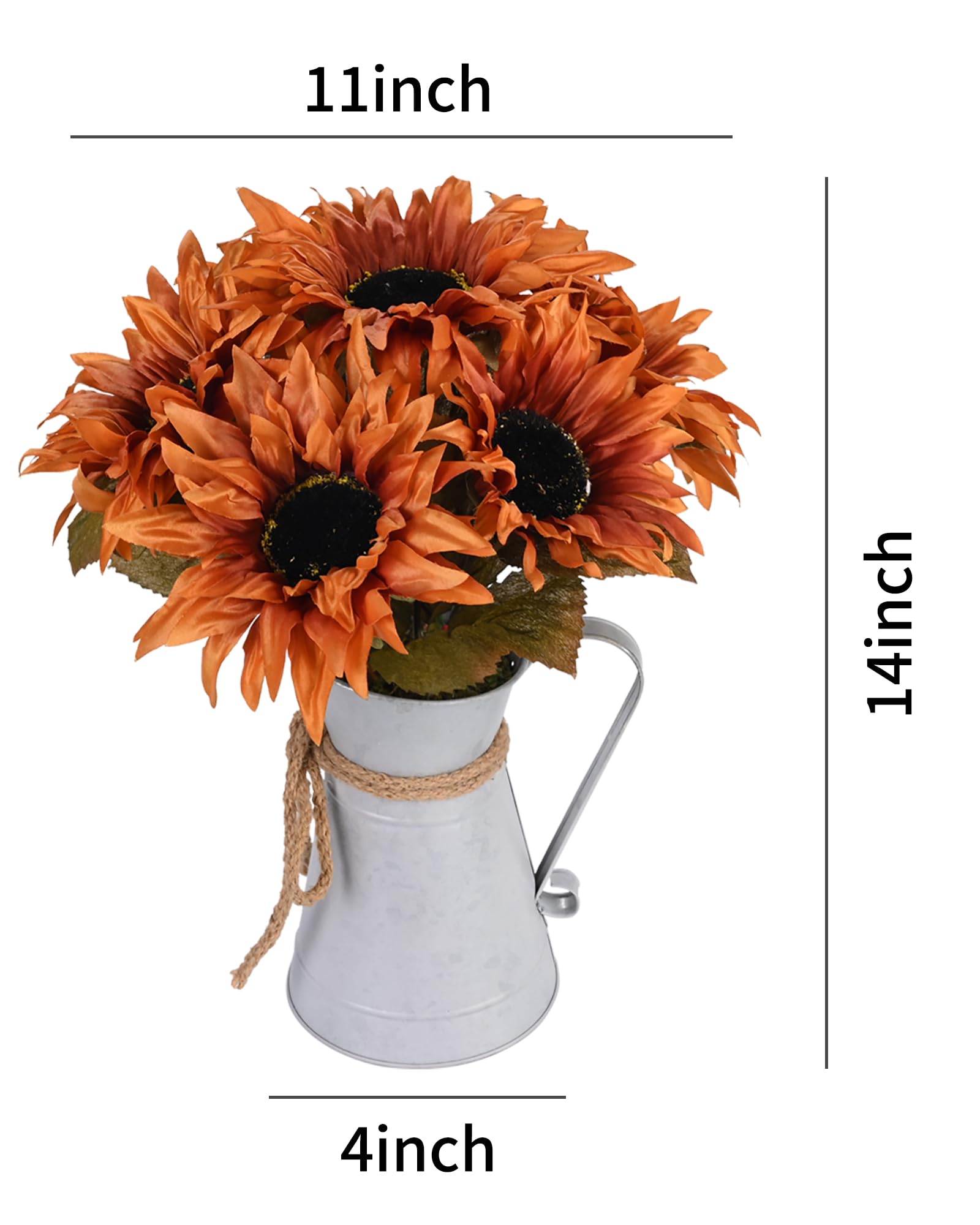 DDHS Fall Artificial Sunflower Centerpieces - Fake Sunflower Potted Plants for Home, Bathroom, Kitchen & Office Decor | Sunflower Arrangement with Metal Pot | Perfect for Table Centerpieces, Wedding Decor & Seasonal Home Styling