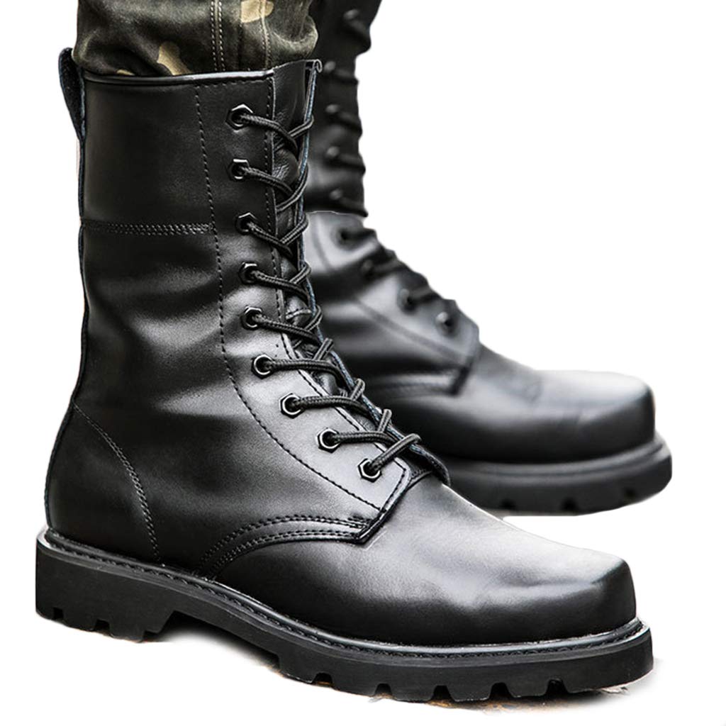 Men's Tactical Military Boots - Leather Steel Toe Combat Boots for Special Forces, Outdoor Hiking & Training | Non-Slip High-Top Ankle Boots for Winter Warmth & Casual Wear | Perfect for Army Drills, Camping & Outdoor Adventures