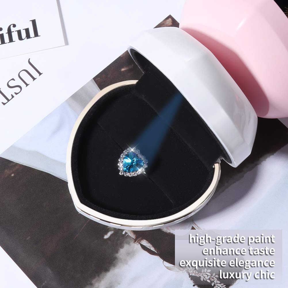 LED Heart Shaped Jewelry Gift Box - Elegant Velvet Ring Display Case with Lights for Diamond Engagement Rings, Wedding & Valentine's Gifts (White) - Perfect for Proposals, Anniversary Surprises & Romantic Gift Presentations