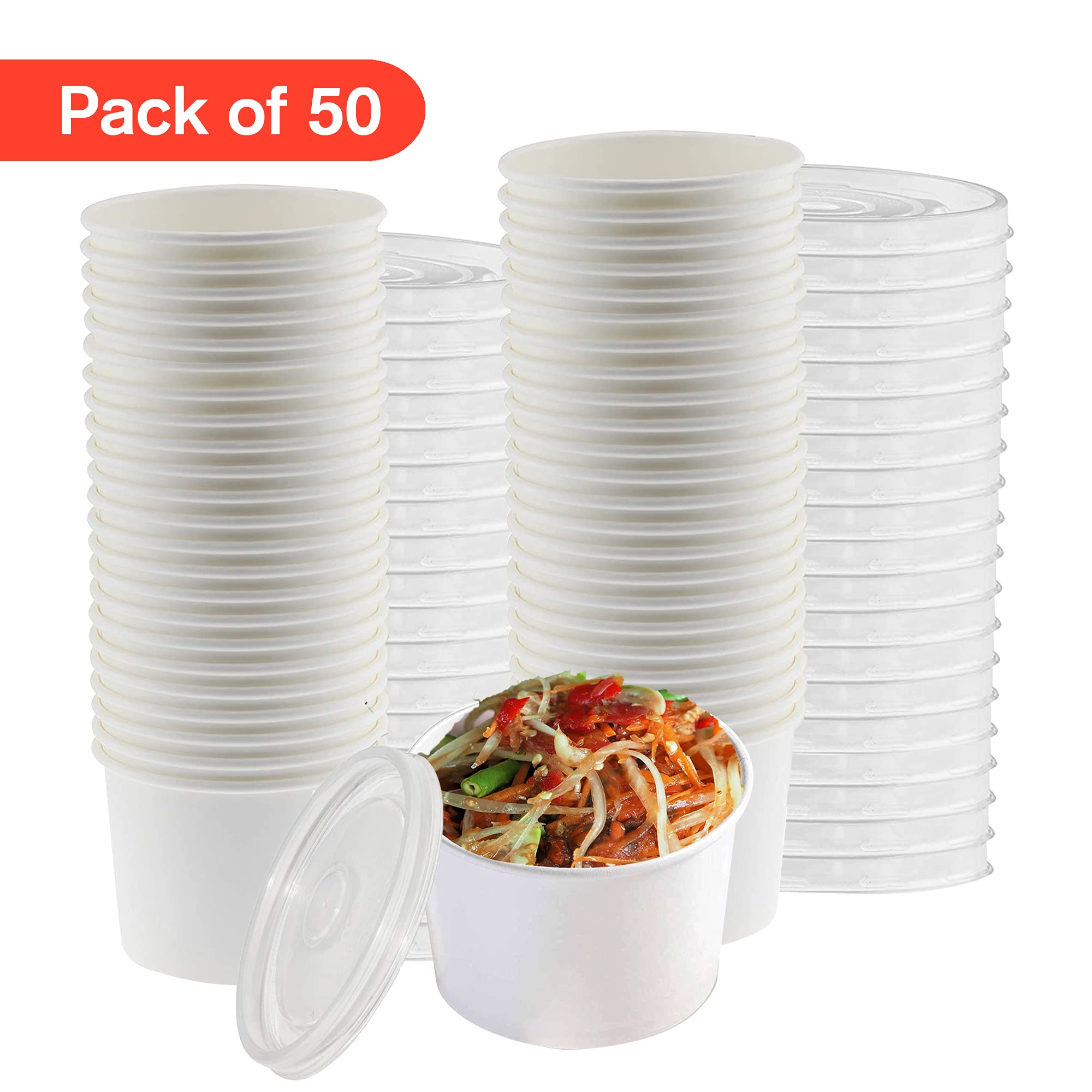 Smygoods 12oz Disposable Paper Soup Containers with Lids - 50 Pack, Eco-Friendly Takeout Bowls for Soup, Noodles, Ramen & Pho - Perfect for Restaurants, Catering & Home Use