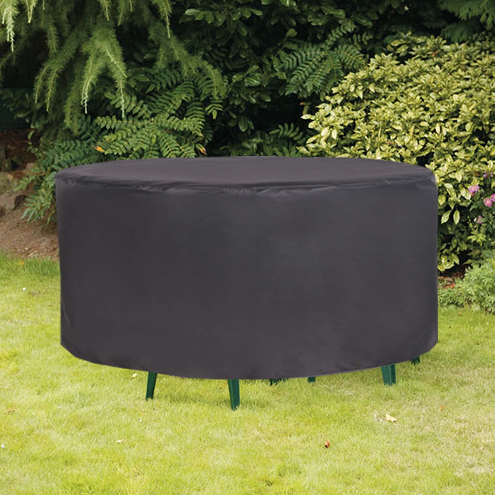 126x43 Inch Waterproof Round Outdoor Table Cover - Heavy Duty 420D UV & Tear Resistant Patio Furniture Protector for Garden, Deck, Poolside Use