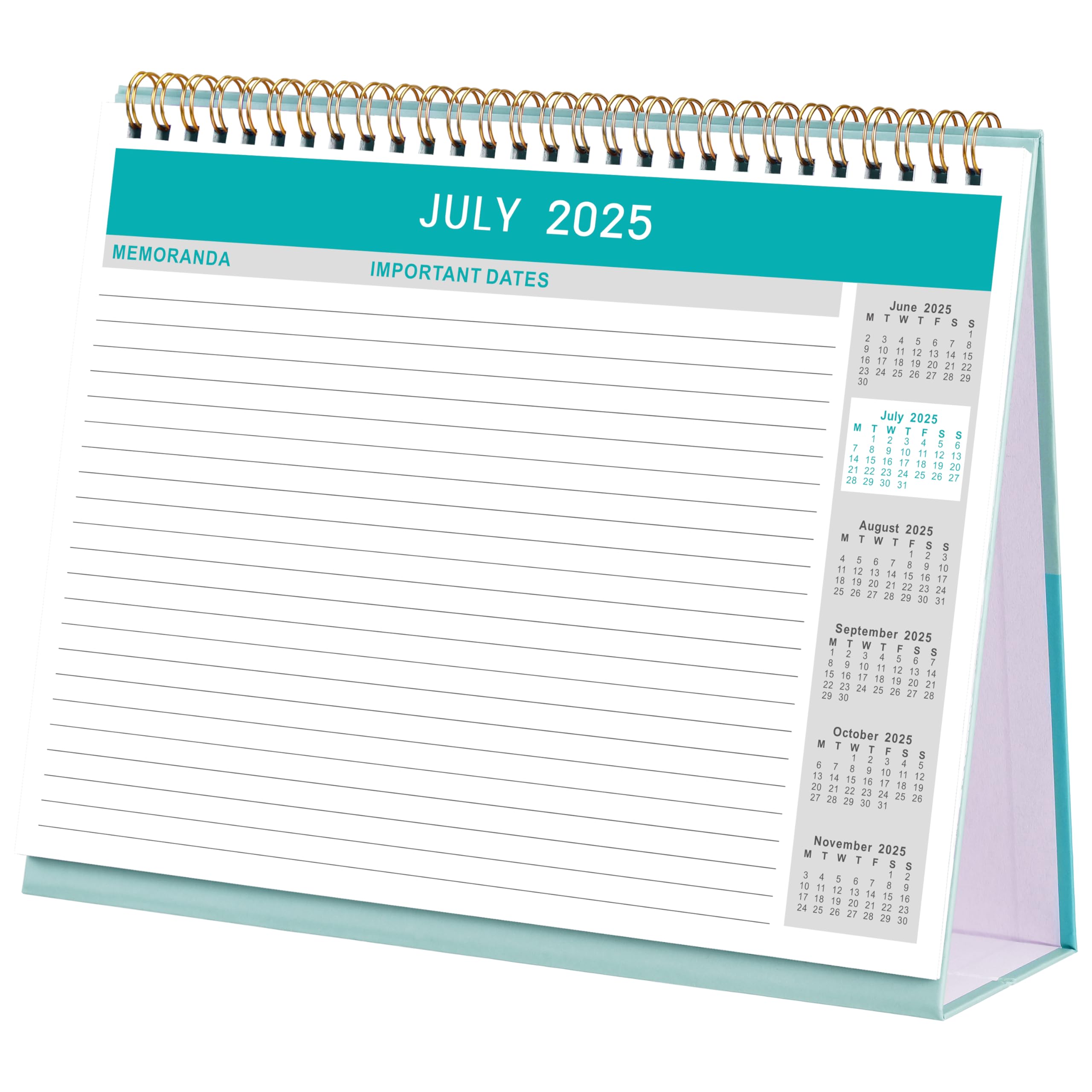 2025-2026 18-Month Desk Calendar | July 2025 to December 2026 | Monday Start | 25.3 x 20.5 x 7.8 cm | Rainbow Plaid Design | Perfect for Office, Home & School Planning