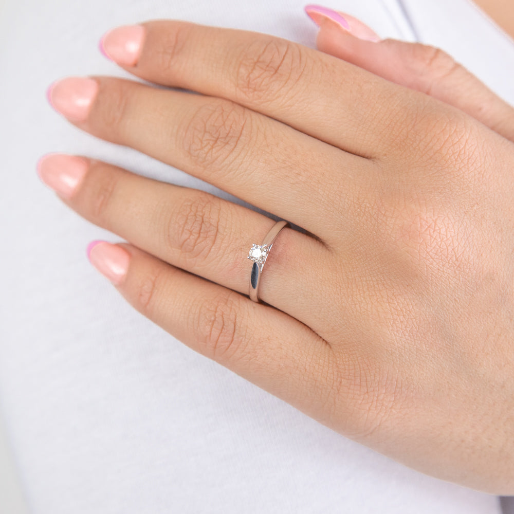0.2 Carat Diamond Solitaire Ring in 9ct White Gold - Elegant Engagement & Wedding Jewelry for Women