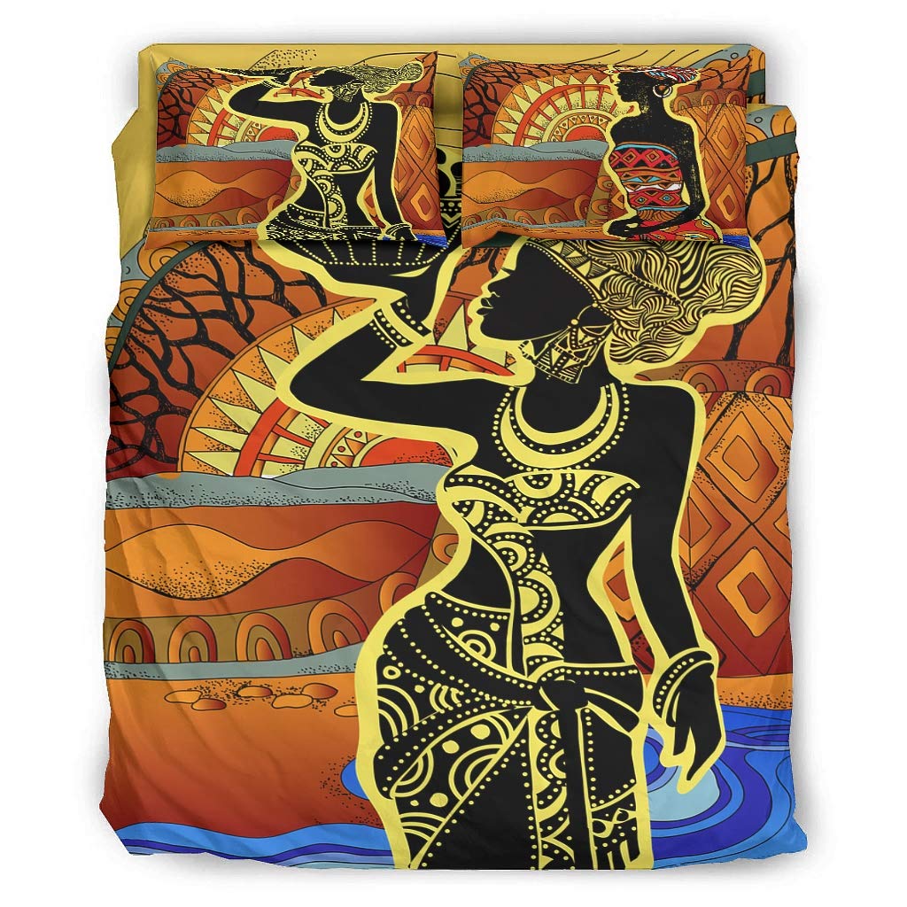 African American Women King Size 4-Piece Comforter Set - Soft, Comfortable & Machine Washable Duvet Cover with Pillowcases (White, California King) - Perfect for Master Bedroom, Guest Room & Cozy Home Decor