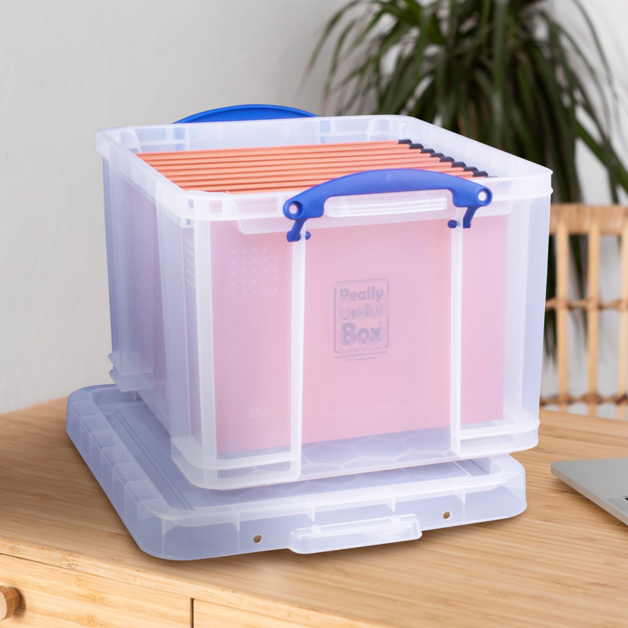 Really Useful Box 3 Pack - 32 Liter Clear Plastic Stackable Storage Bins with Lids | Organize Home, Office & Garage | Durable Storage Containers for Clothes, Toys & Supplies