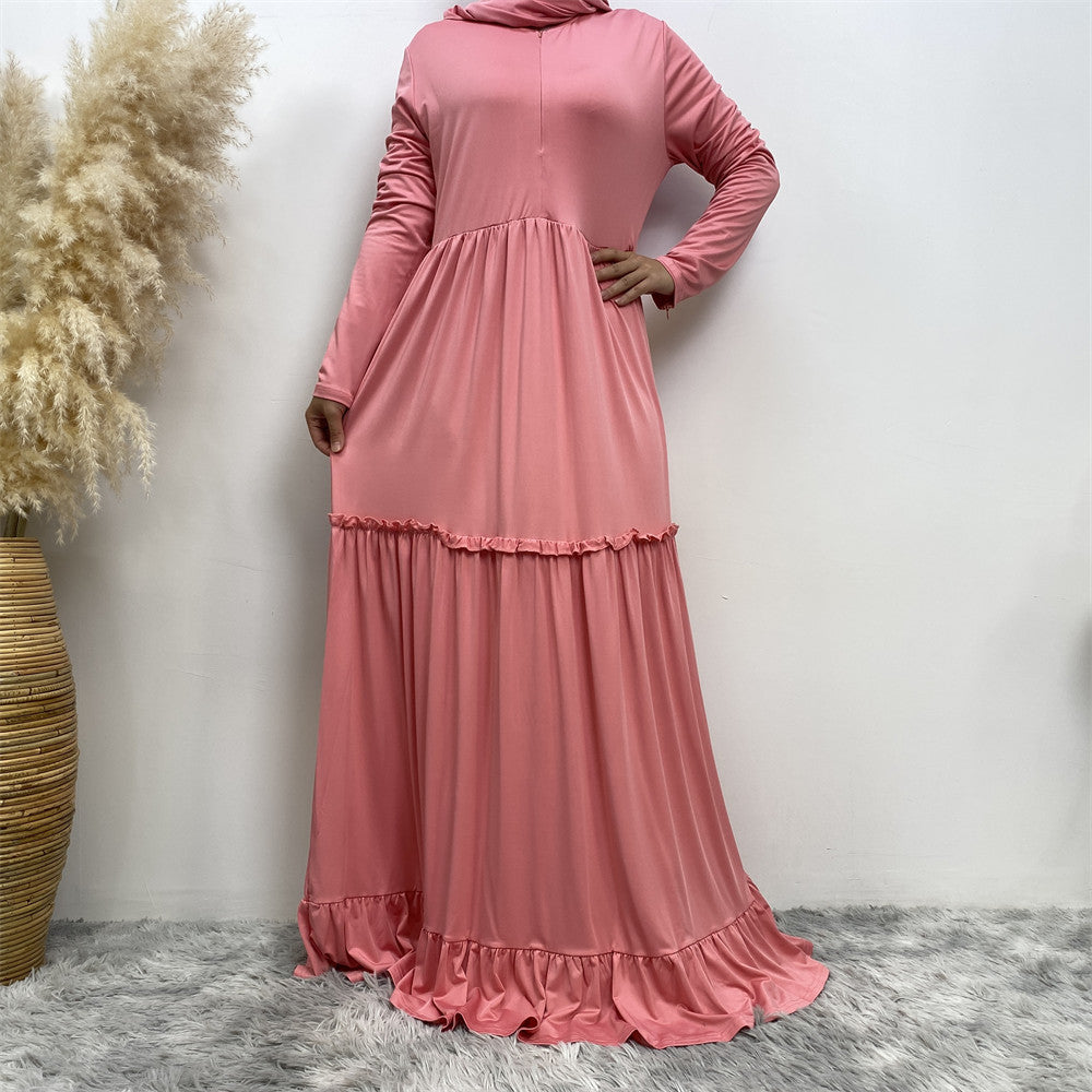 Elegant Solid Color Islamic Style Dress for Women - Modest Fashion Abaya for Prayer, Mosque, and Everyday Wear