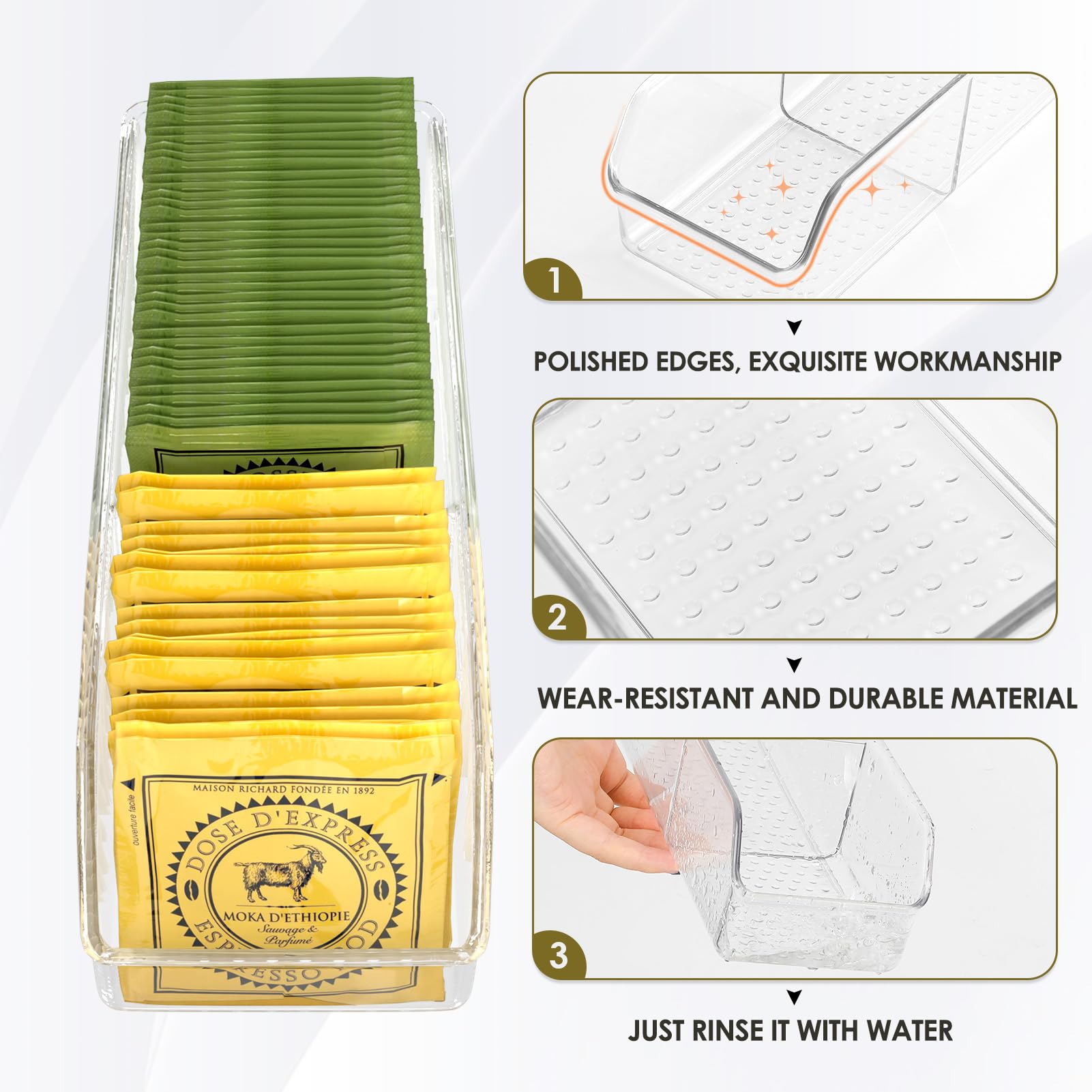 MaxGear Clear Plastic Tea Bag Organizer - 1 Pack for Pantry, Kitchen, Cabinet & Countertop Storage | Perfect for Tea Lovers & Organized Spaces