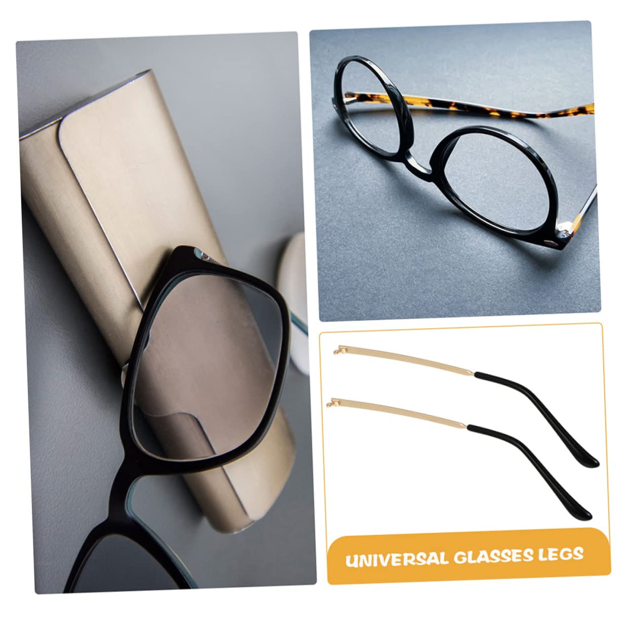 PLAFOPE 2 Pairs Glasses Temple Replacement Arms - Metal Frame Repair Parts for Eyeglasses Accessories | Perfect for Broken Glasses Repair & DIY Eyewear Maintenance