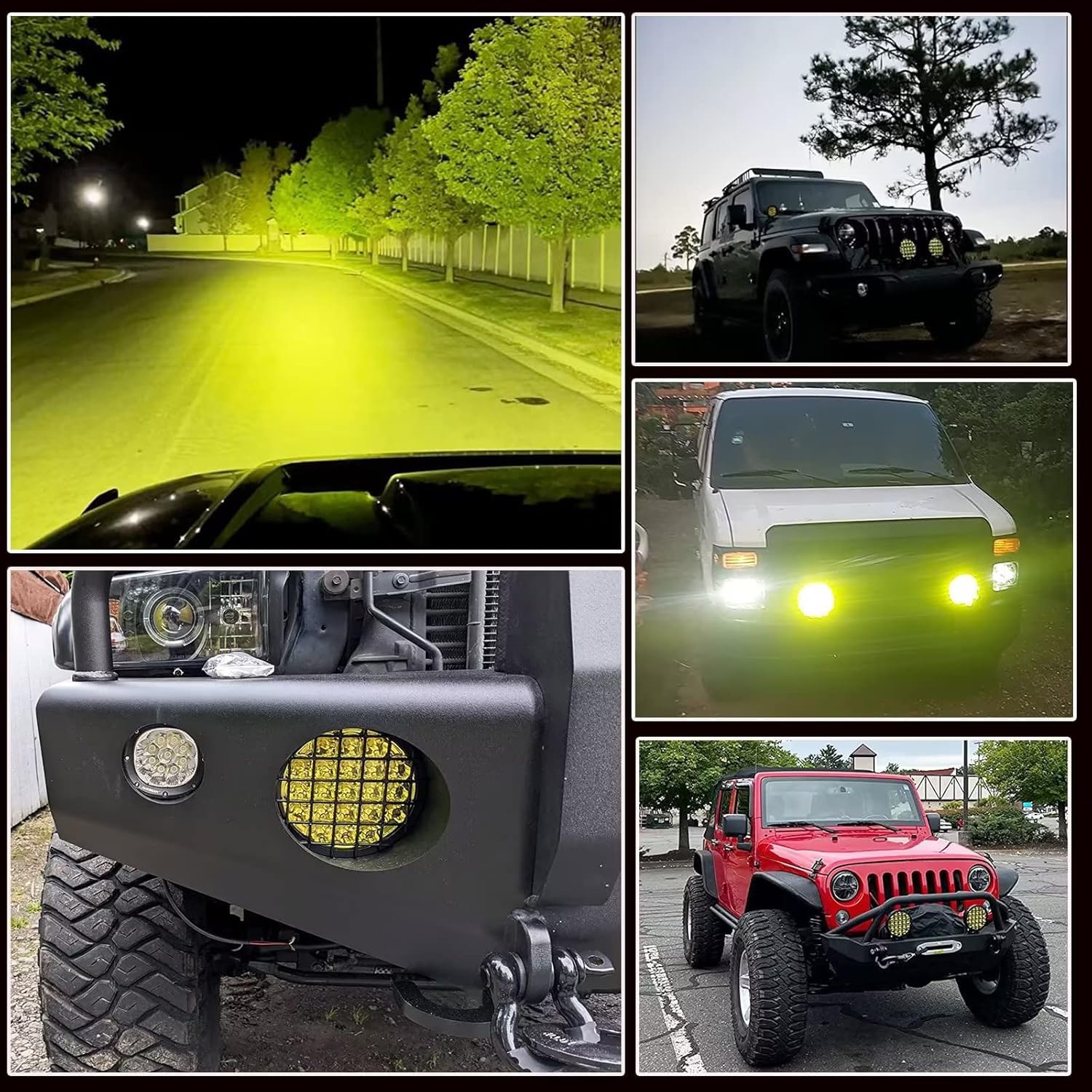 BIGLIONX 6 Inch 2-Pack Amber Round LED Off-Road Lights - 210W 32000LM Waterproof IP68 IP69K Fog Lights with Wiring Harness - 12V/24V Compatible for Pickup Trucks, ATV, UTV, SUV - Perfect for Off-Roading, Night Driving & Extreme Weather Conditions