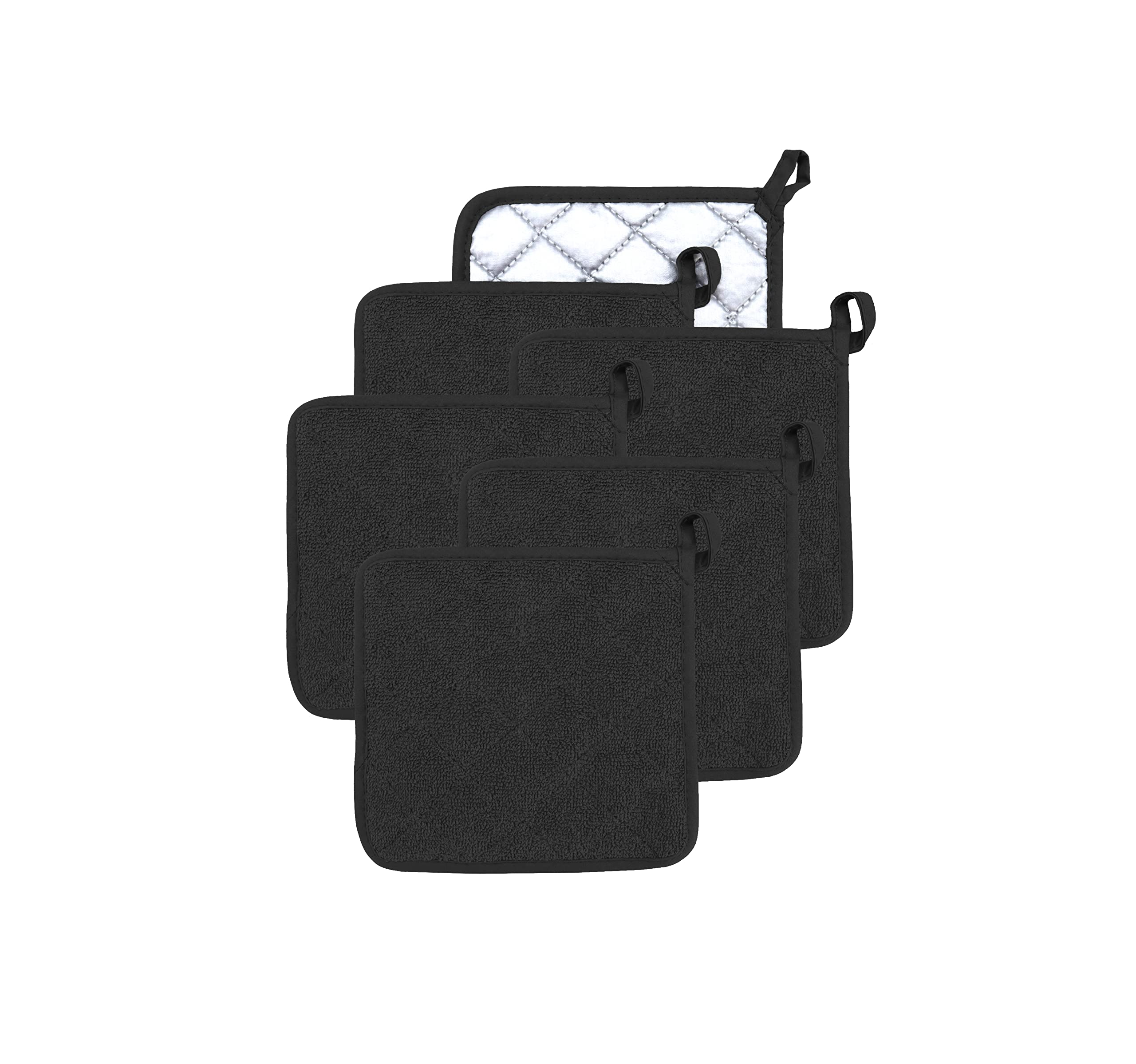Heat Resistant Cotton Terry Oven Pot Holders - Set of 6 (7