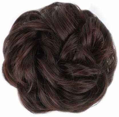 V WOMEN 1PCS Messy Bun Hair Extension with Elastic Band - Synthetic Hair Scrunchies for Women & Girls (Brown) - Perfect for Quick Hairstyles, Parties & Everyday Wear