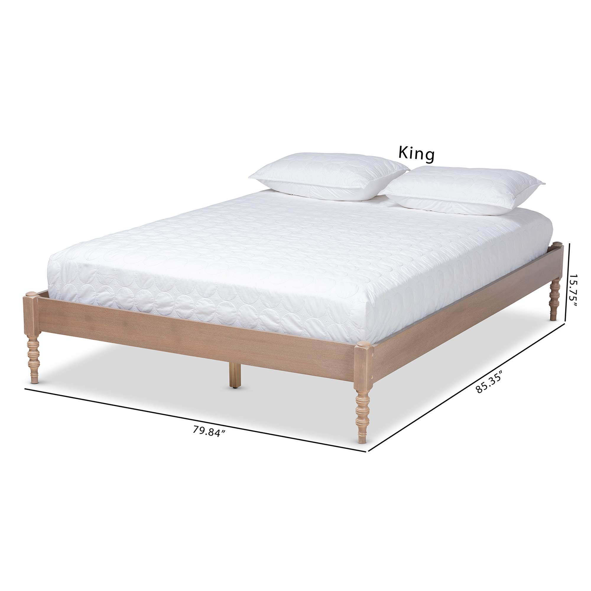 Baxton Studio Queen Size Platform Bed Frame - Antique Oak Finish - Modern Bedroom Furniture for Home Decor & Guest Room Setup