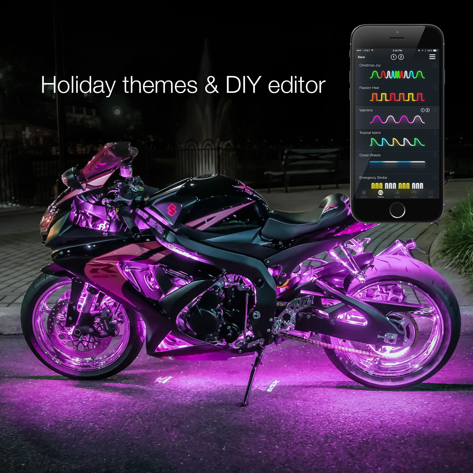 XK-GLOW XK-Chrome-KIT Bluetooth RGB LED Controller - Multi-Color Smartphone App Control for Cars, Trucks & Motorcycles | Universal Underbody Glow Lighting Kit for Night Driving & Car Shows