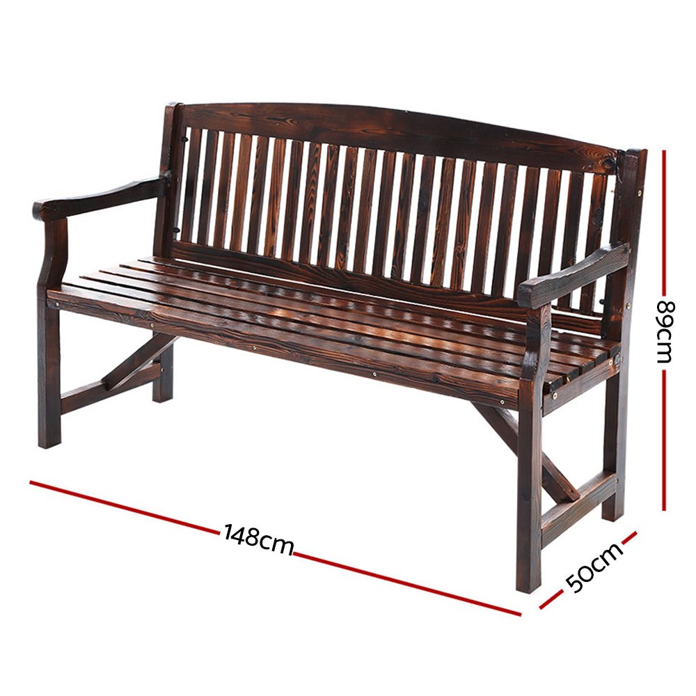 5FT Outdoor Garden Bench - 3 Seat Wooden Patio Furniture in Charcoal for Backyard, Porch, and Garden Relaxation