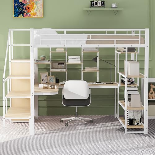 White & Desk & Stairs & Wardrobe