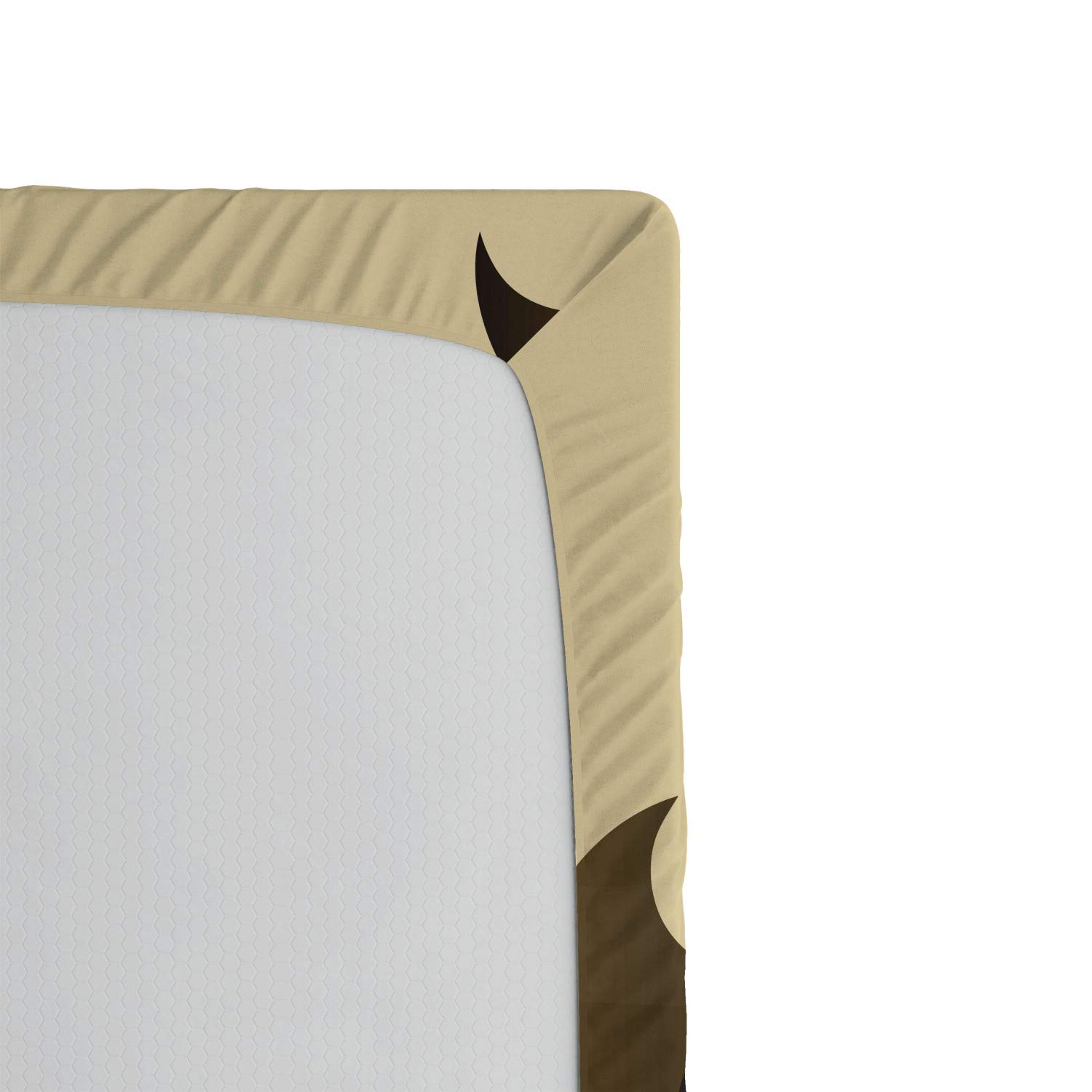 Ambesonne Retro Fitted Sheet - Abstract Funky Bubbles Design, Deep Pocket Elastic Twin Size Bed Cover in Pale Brown Caramel | Perfect for Guest Rooms, Dorms & Cozy Bedroom Decor