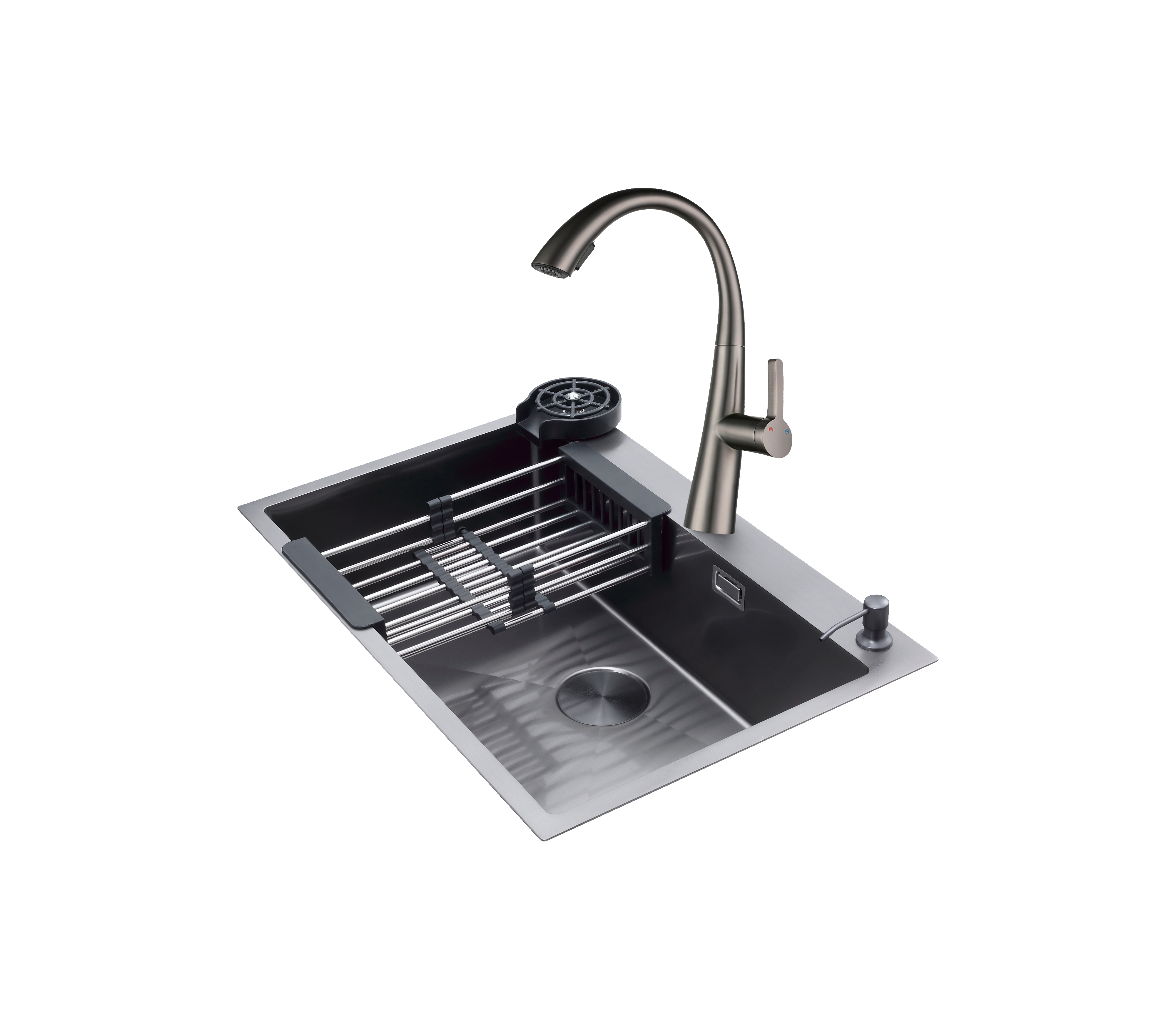 Bologna 76 Single Bowl Stainless Steel Kitchen Sink with Drainboard & Accessories - Perfect for Modern Home Kitchen Remodeling & DIY Installation
