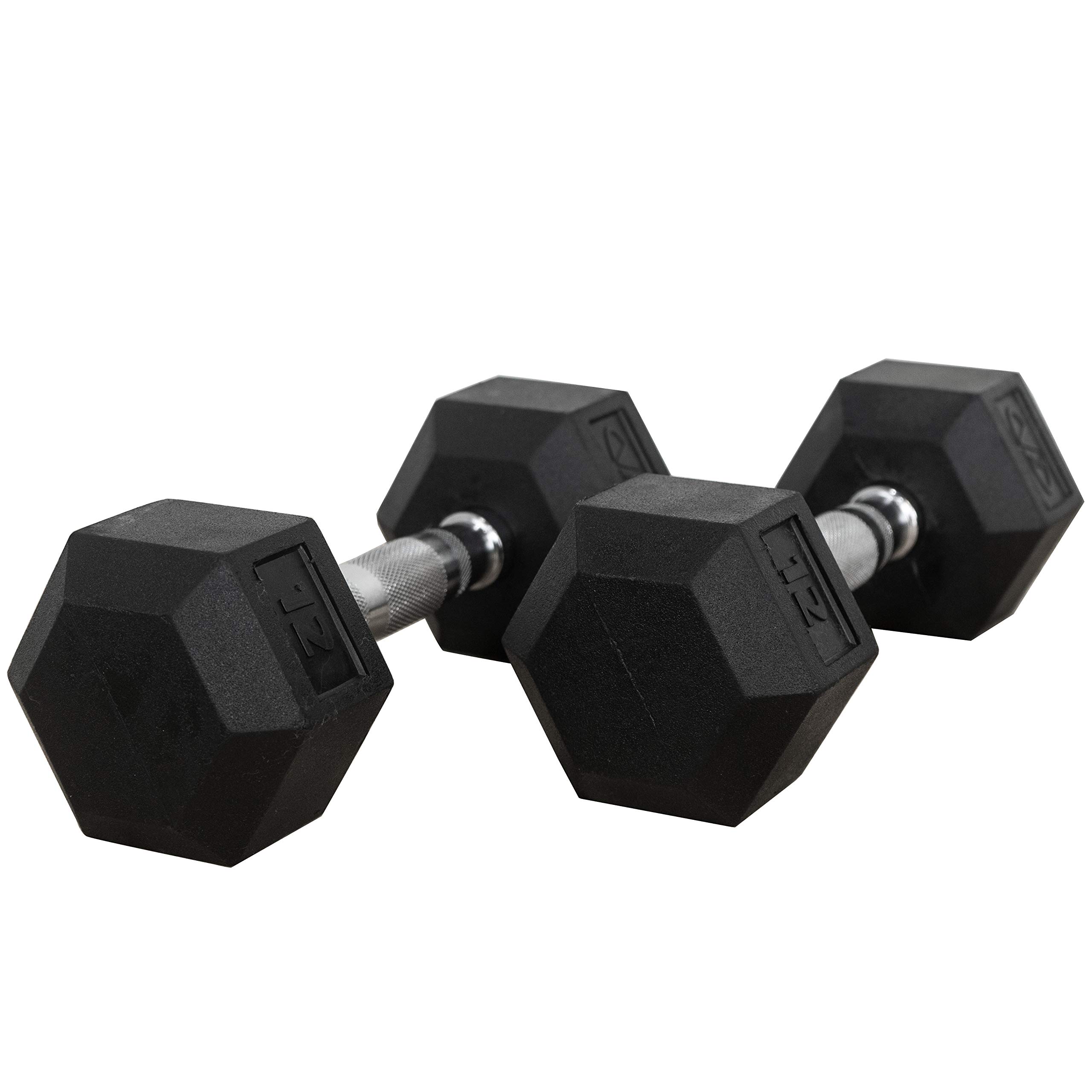 Valor Fitness Rubber Hex Dumbbell Set - Adjustable Free Weights for Home Gym, Strength Training & CrossFit Workouts | Perfect for Weightlifting, Muscle Building & Full-Body Exercises
