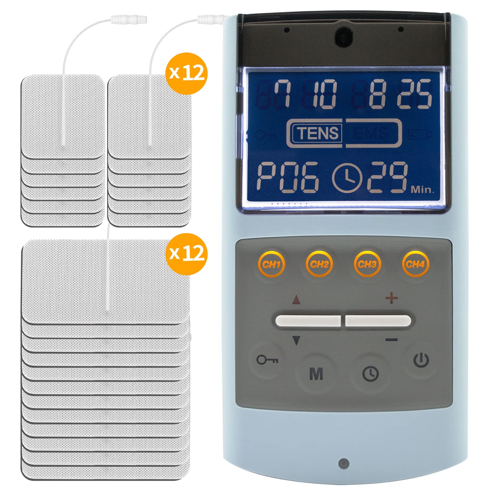 iStim TENS EMS Muscle Stimulator - EV-906 Pain Relief Device with Japanese Gelled Electrodes for Back Pain, Muscle Recovery & Strength Training - Perfect for Home Therapy, Sports Injury & Post-Workout Recovery