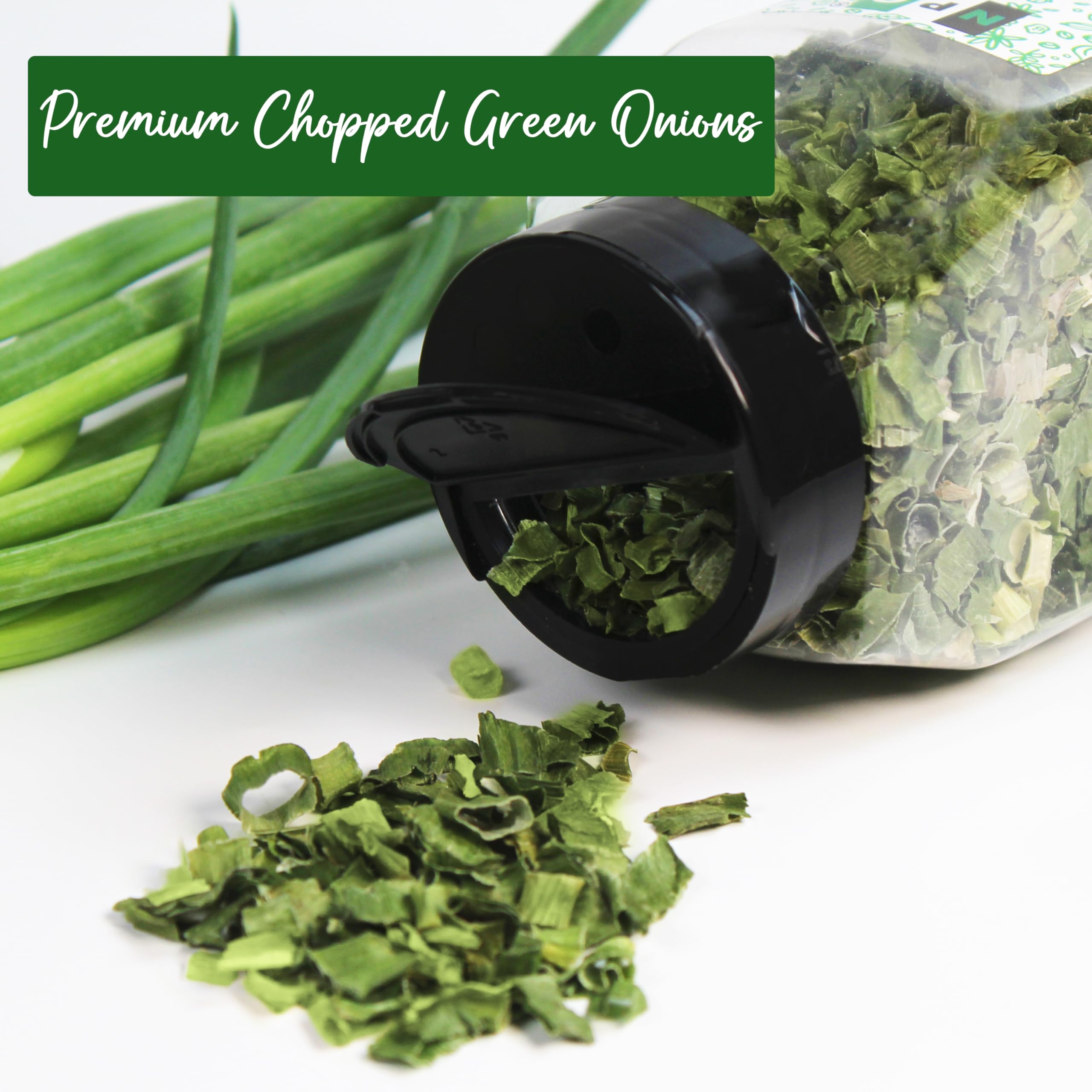 Freeze Dried Chopped Green Onions 2 Oz - All Natural, Non-GMO, Gluten Free Dried Scallions - Perfect for Cooking, Salads, Garnish & Meal Prep - Gourmet Spring Onion Seasoning for Soups, Baked Potatoes & Asian Dishes