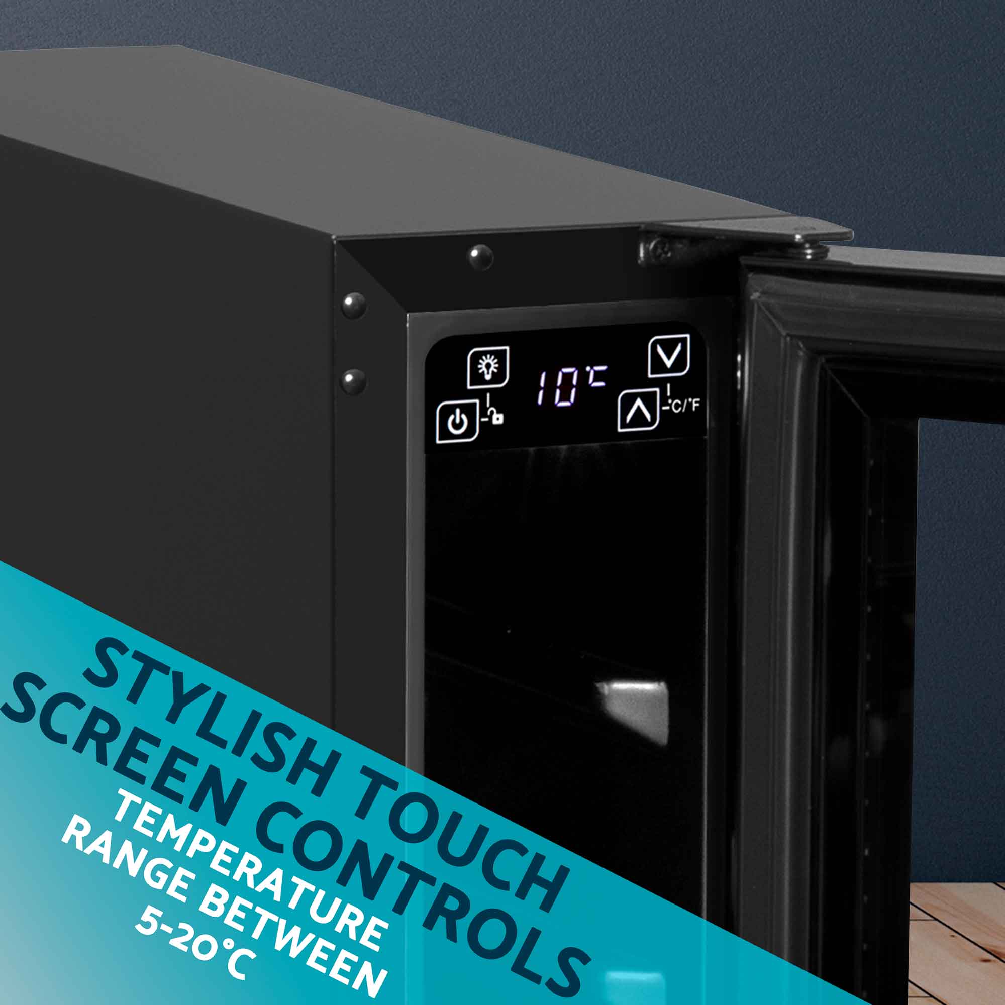 Baridi 7 Bottle 15cm Slim Wine Cooler with Digital Touch Screen Controls - Black (DH76) | Compact Wine Fridge for Kitchen, Bar, Office & Small Spaces | Energy Efficient Cooling for Red & White Wines